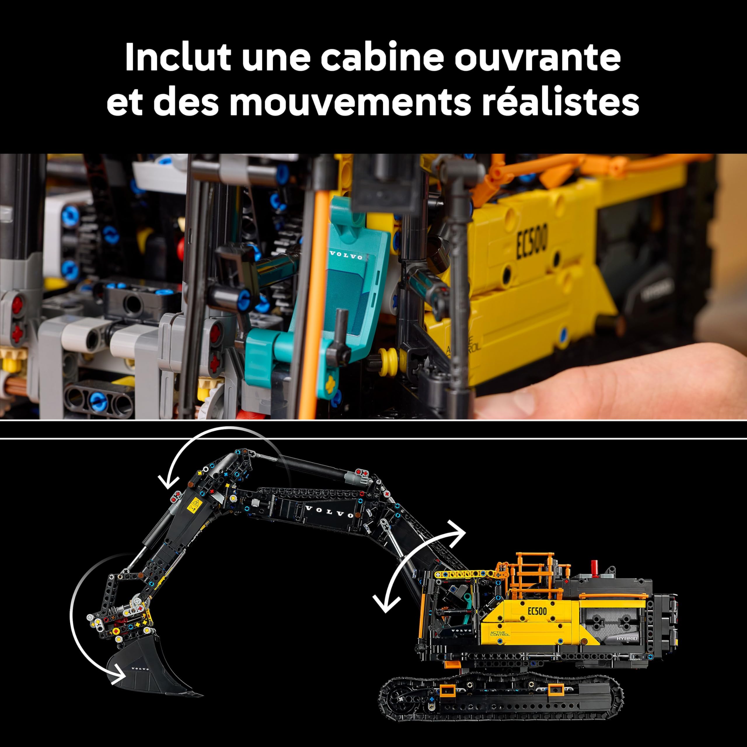 LEGO Technic Pelleteuse Volvo EC500 Hybride - Maquette pour Adulte de Véhicule de Construction Motorisé - Bras Articulé & Chenilles Mobiles - Marteau & Pelle - Cadeau Original 42215