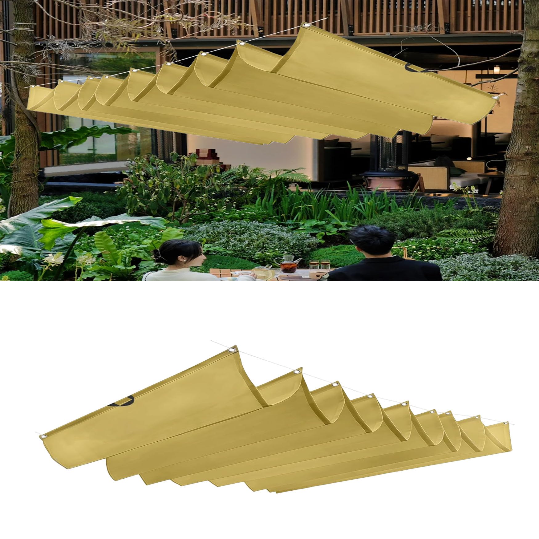 Voile ombrage rétractable anti-UV et imperméable auvent extérieur