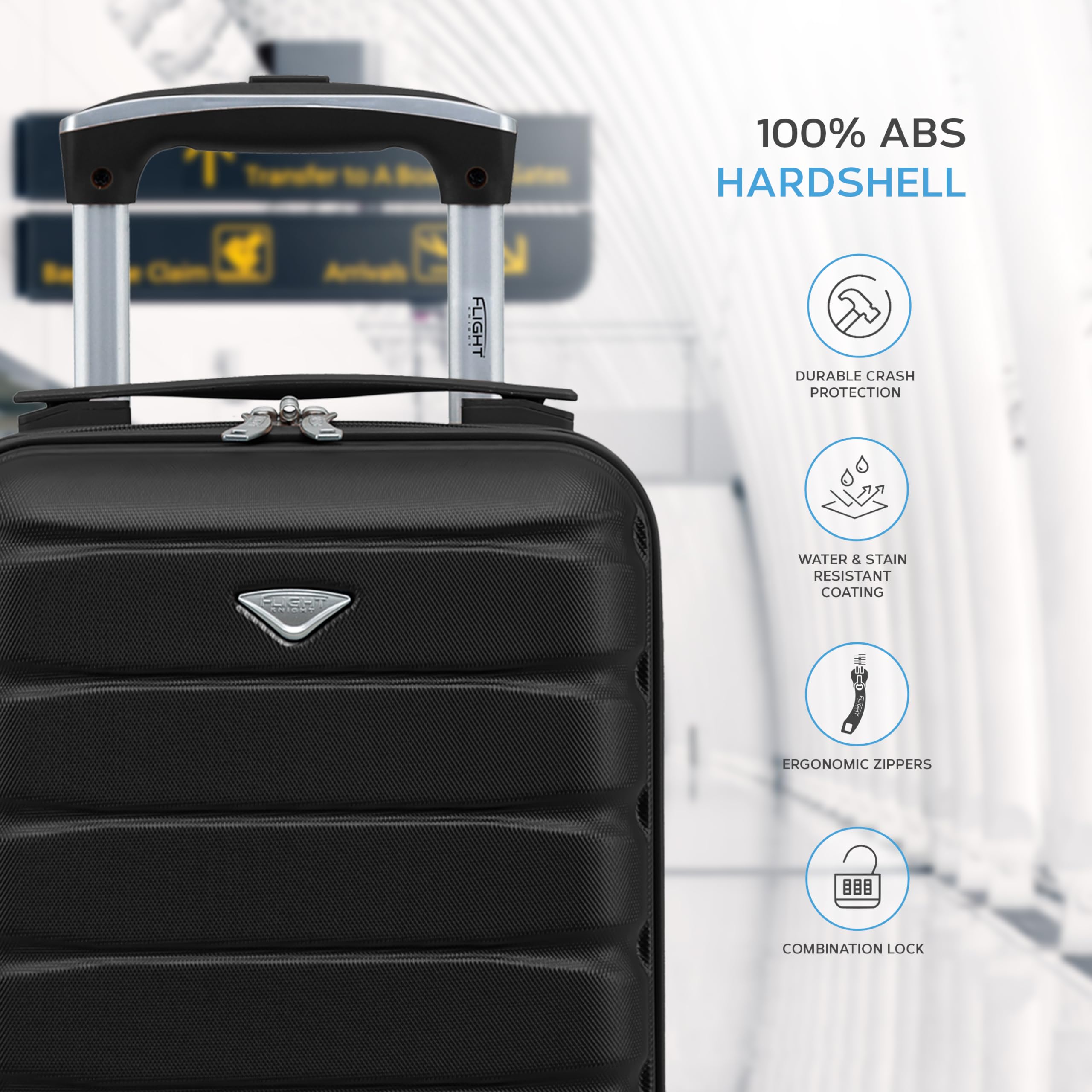 Flight Knight Set di 3 Valigia Rigida Leggera Per Bambini Con 4 Ruote Approvata Senza Ulteriori Costi Per Easyjet, Ryanair E Molte Altre - Bagaglio a Mano Cabina Per Bambini Bagaglio a Mano 40x20x25