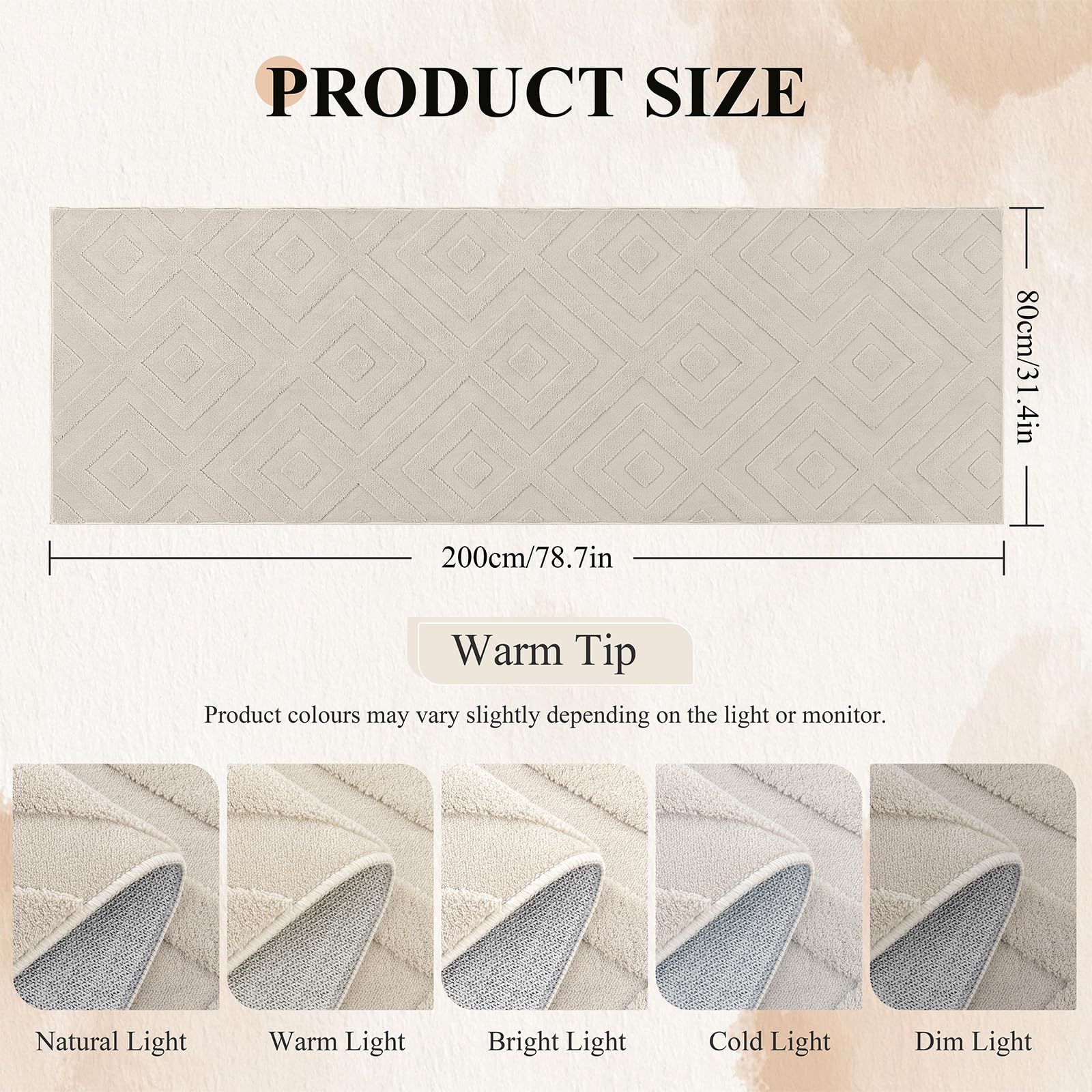 Enyhom Tapis de Couloir Long 80 x 200 cm, Extra Epais Moelleux Tapis de Passage Couloir Lavable en Machine, Antidérapant Absorbant Tapis Cuisine pour Couloir, Passage, Buanderie, Bureau