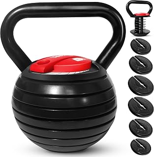Yes4All Adjustable Kettlebell Set (20-40 lbs) - Cast Iron Plates, Non-Slip Handle, Secure Lock for Home Gym Workouts