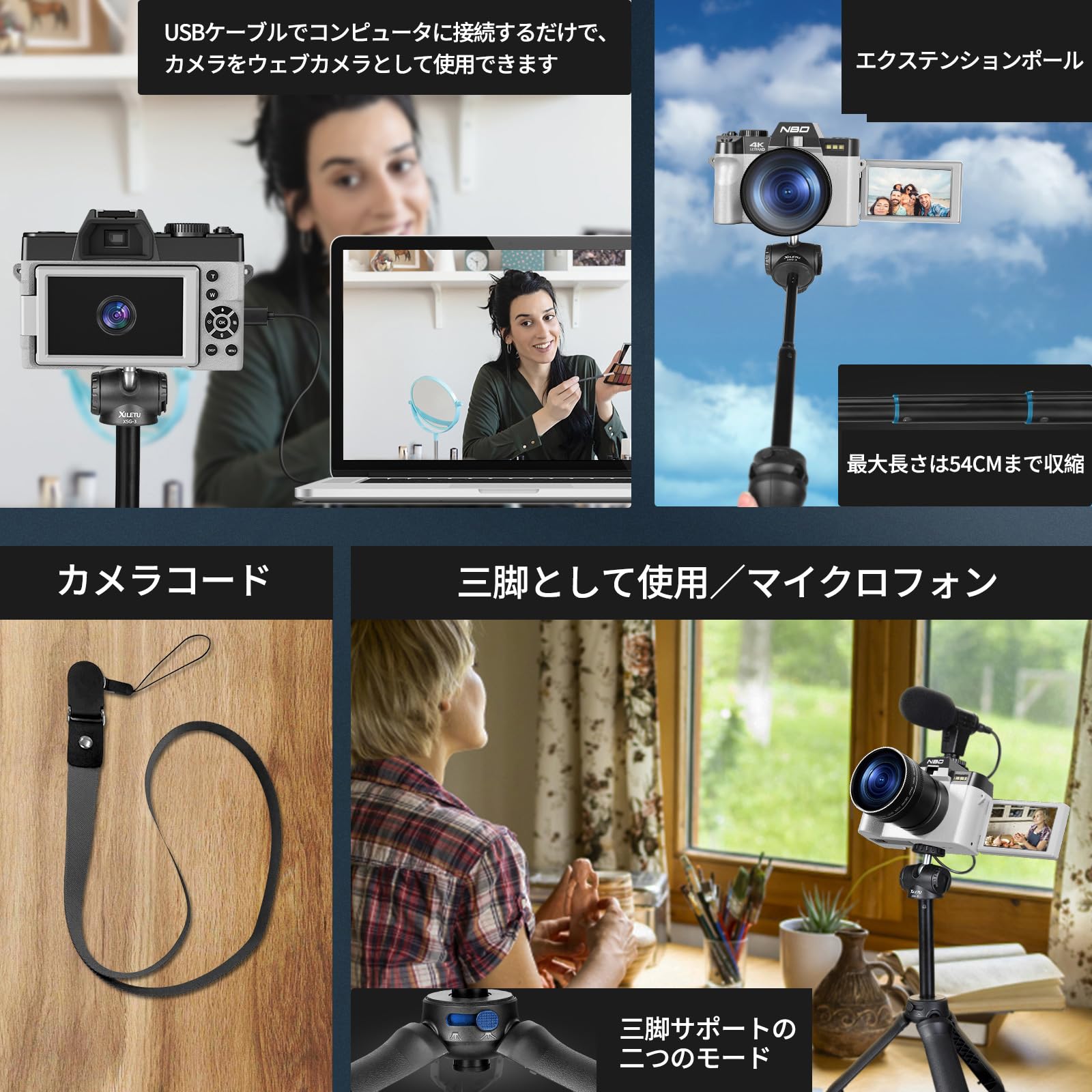 Amazon | NBD 4K 4800万画素・120FPSデジタルカメラ【Wi-Fiと