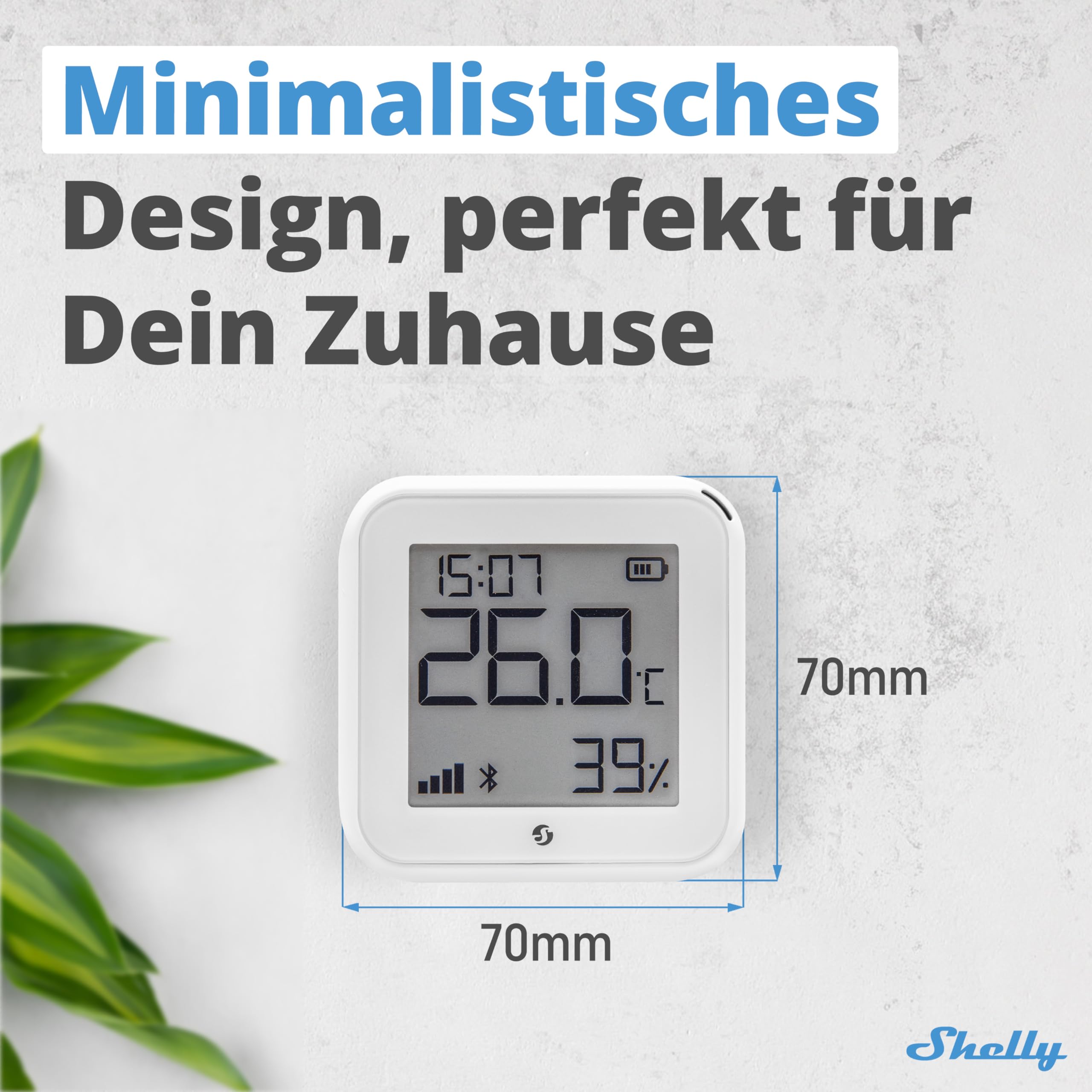 Shelly H&T Gen3 Bianco, Sensore Smart Wi-Fi di Temperatura e Umidità, Controllo e Monitoraggio da Remoto, Scene Intelligenti Termometro e Igrometro, Nessun Hub Richiesto, Alexa & Google Home