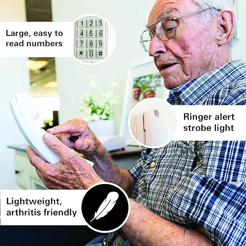 Miniatura 4 de iSoHo Phones Teléfono con cable, teléfonos para personas mayores, teléfono para personas con discapacidad auditiva, teléfono blanco Choctaw, este