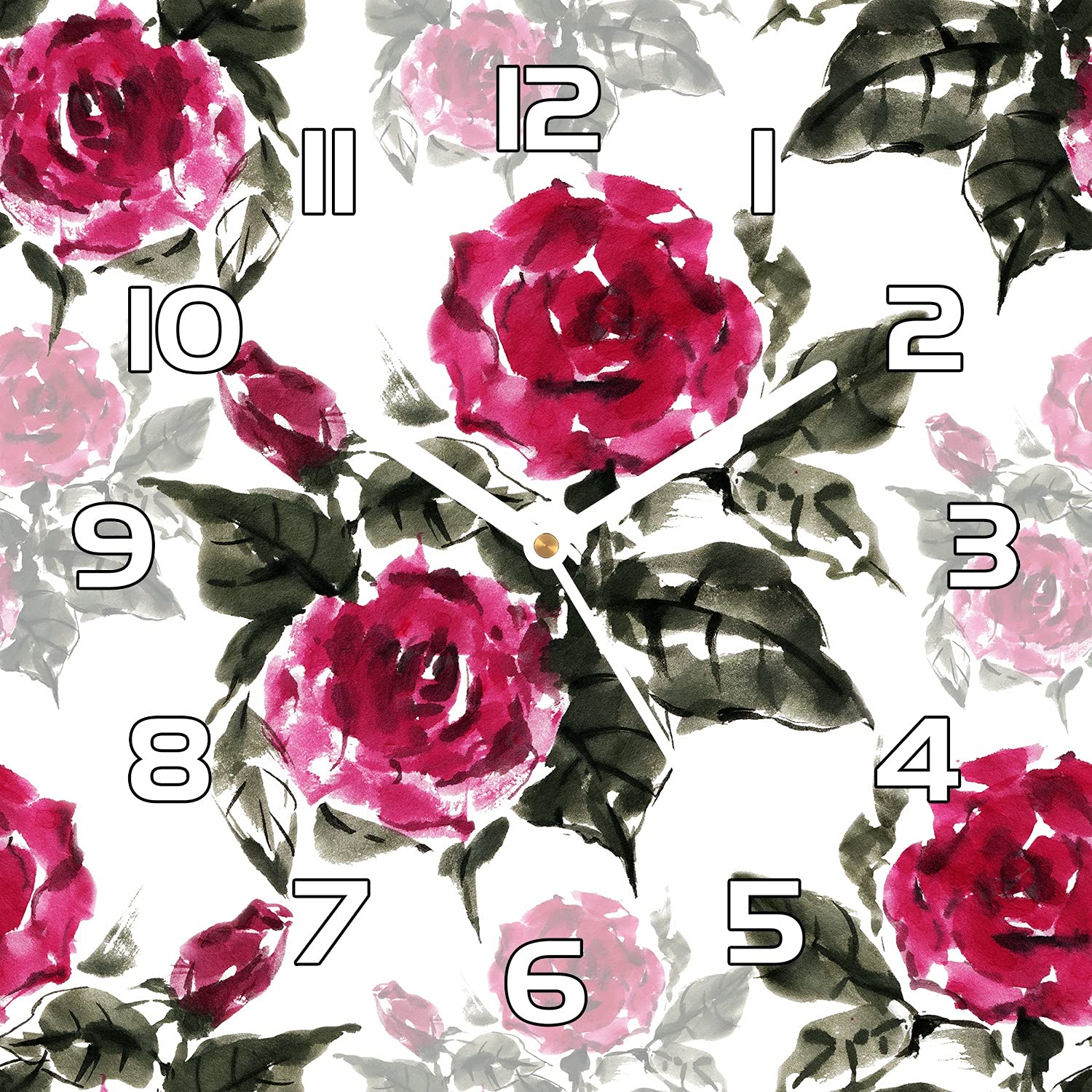 Horloge murale en verre de sécurité motif floral luxe 30x30 cm Coloray
