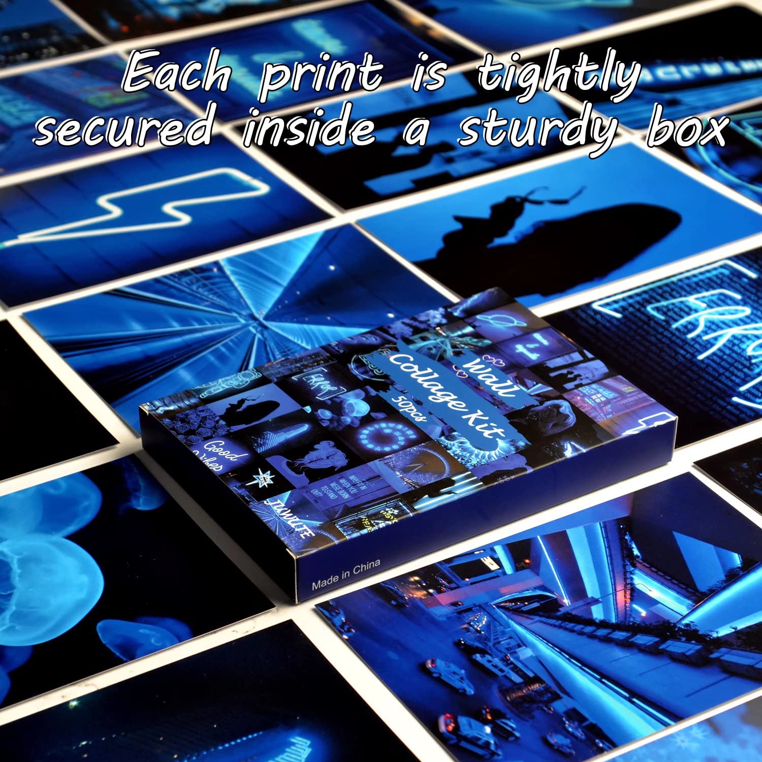 Buy JUWUTE Neon Wall Collage Kit Aesthetic Pictures, Blue Aesthetic