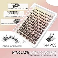 Vista 3 de Lash Clusters Manga Eyelash Clusters Wispy Spiky Cluster Eyelash Natural Look Extensions Individual 144pcs 8-16mm Fairy Lashes Volume Anime Lash