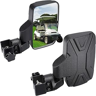 KEMIMOTO No-Drilling Required Golf Cart Side Mirrors Folding Mirrors Side View universal for 1''-1.25'' Square Rail, Large Golf Cart Mirrors compatible with EZGO, Club Car, Drive2, Icon