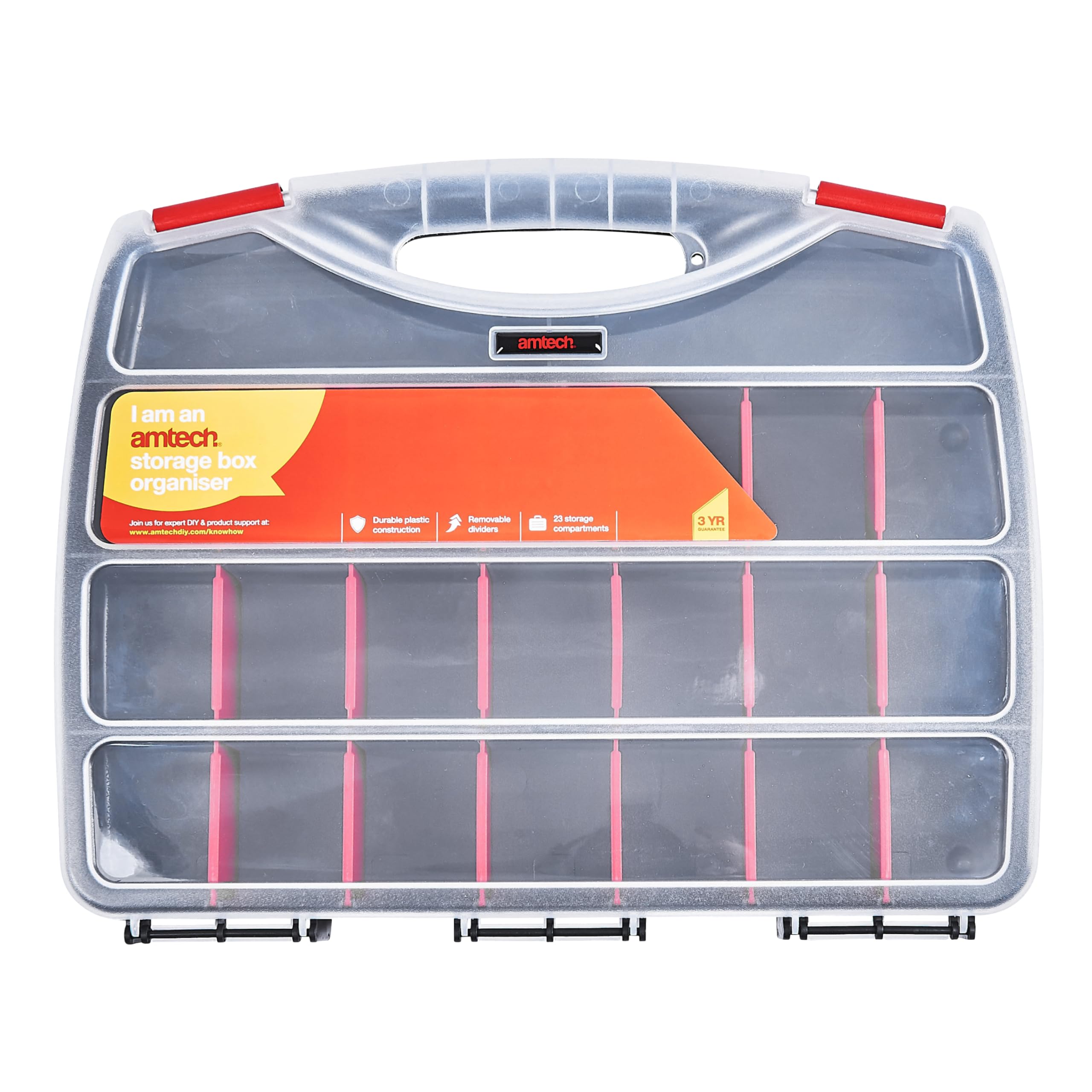 Am-Tech Plastic Storage Box Organiser Black