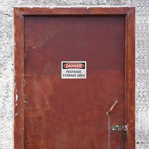 Miniatura 3 de SmartSign Etiqueta OSHA de 3.5 x 5 pulgadas "Peligro - Área de almacenamiento de pesticidas", poliéster adhesivo laminado de 3 mil, rojo, negro y