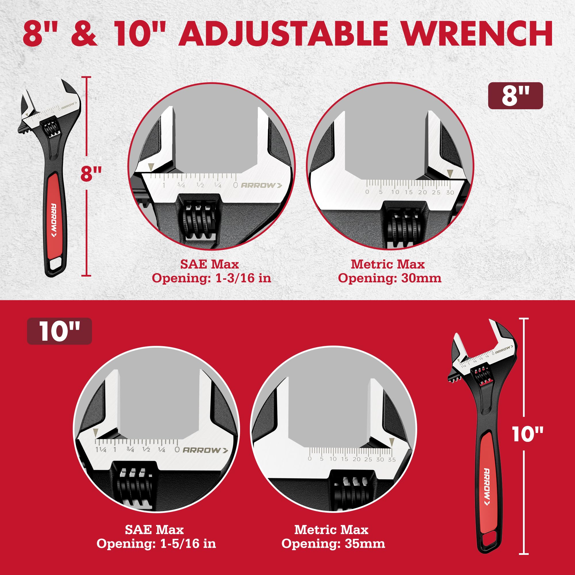 Arrow Adjustable Wrenches - 2-Piece Set -7 Arrow Adjustable Wrenches - 2-Piece Set -7