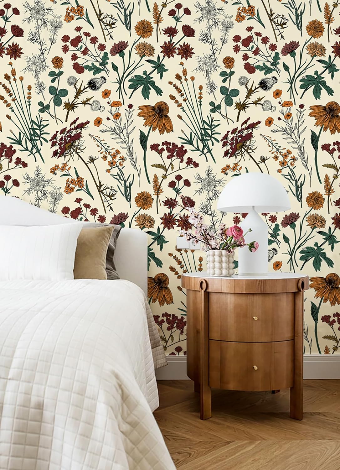 Kitico Peel and Stick Wallpaper Vintage Floral Wallpaper 16.1''x78.7'' Floral Contact Paper Colorful Peel and Stick Self Adhesive Removable for Bathroom Cabinet Decorative