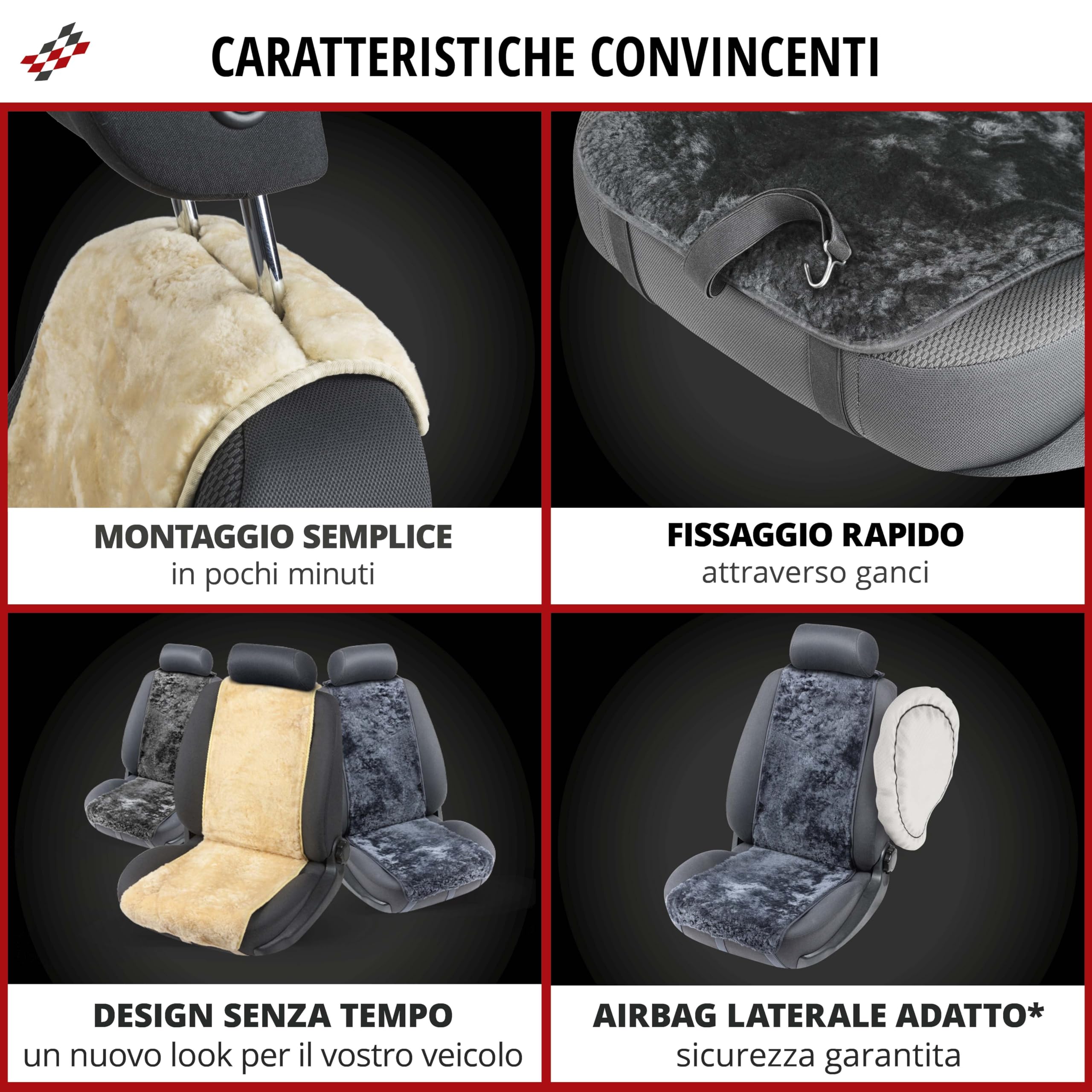 Walser Cosmo coprisedile in pelle d'agnello per auto antracite
