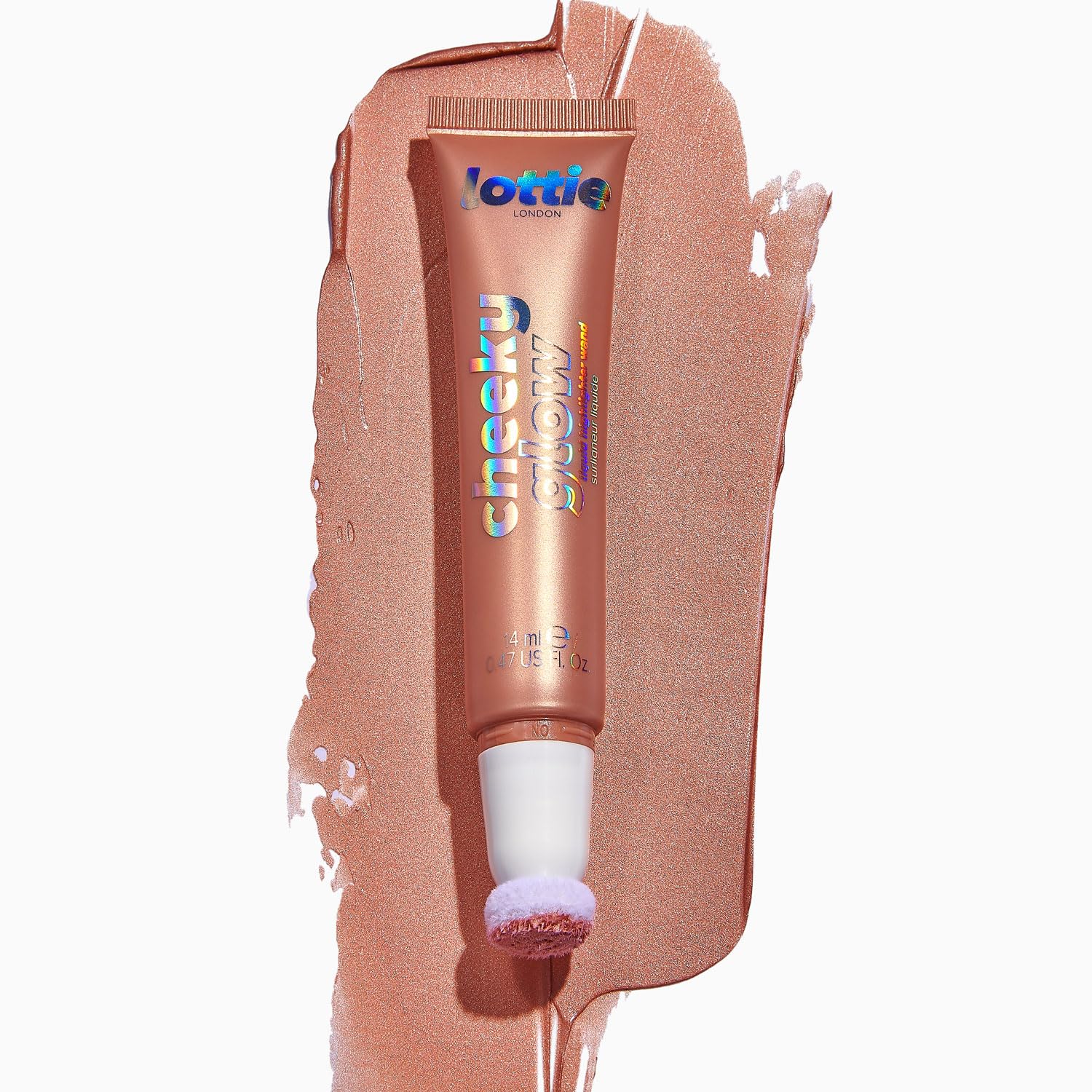 Lottie London Cheeky Glow in Peach Bellini, Liquid Blush & Sheer Highlighter, Buildable Formula Infused with Hyaluronic Acid - Image 4