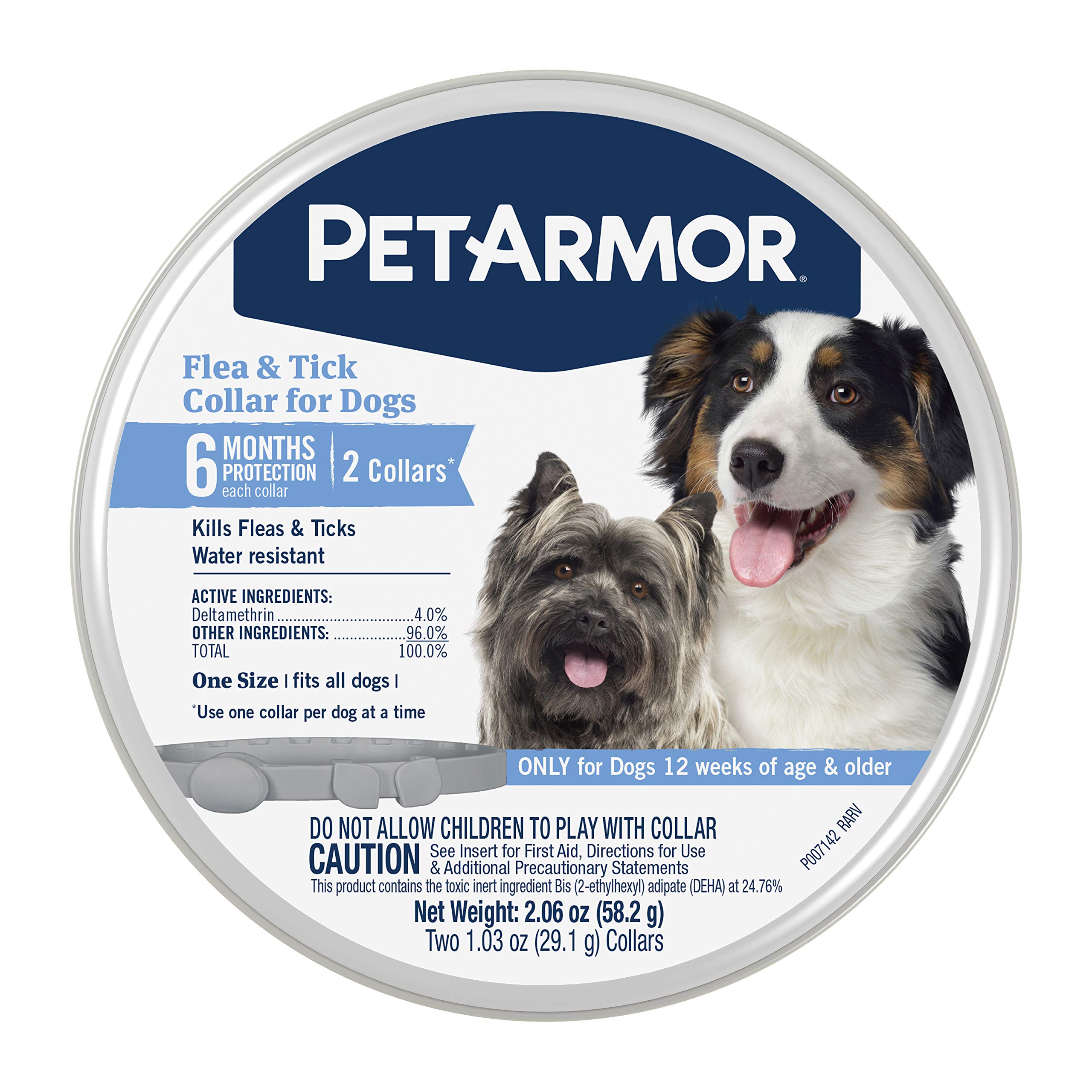 PetArmorFlea & Tick Collar for Dogs, Kills Fleas & Ticks, Long Lasting Protection for 6 Months, Water Resistant, One Size Fits All, 2 Collars