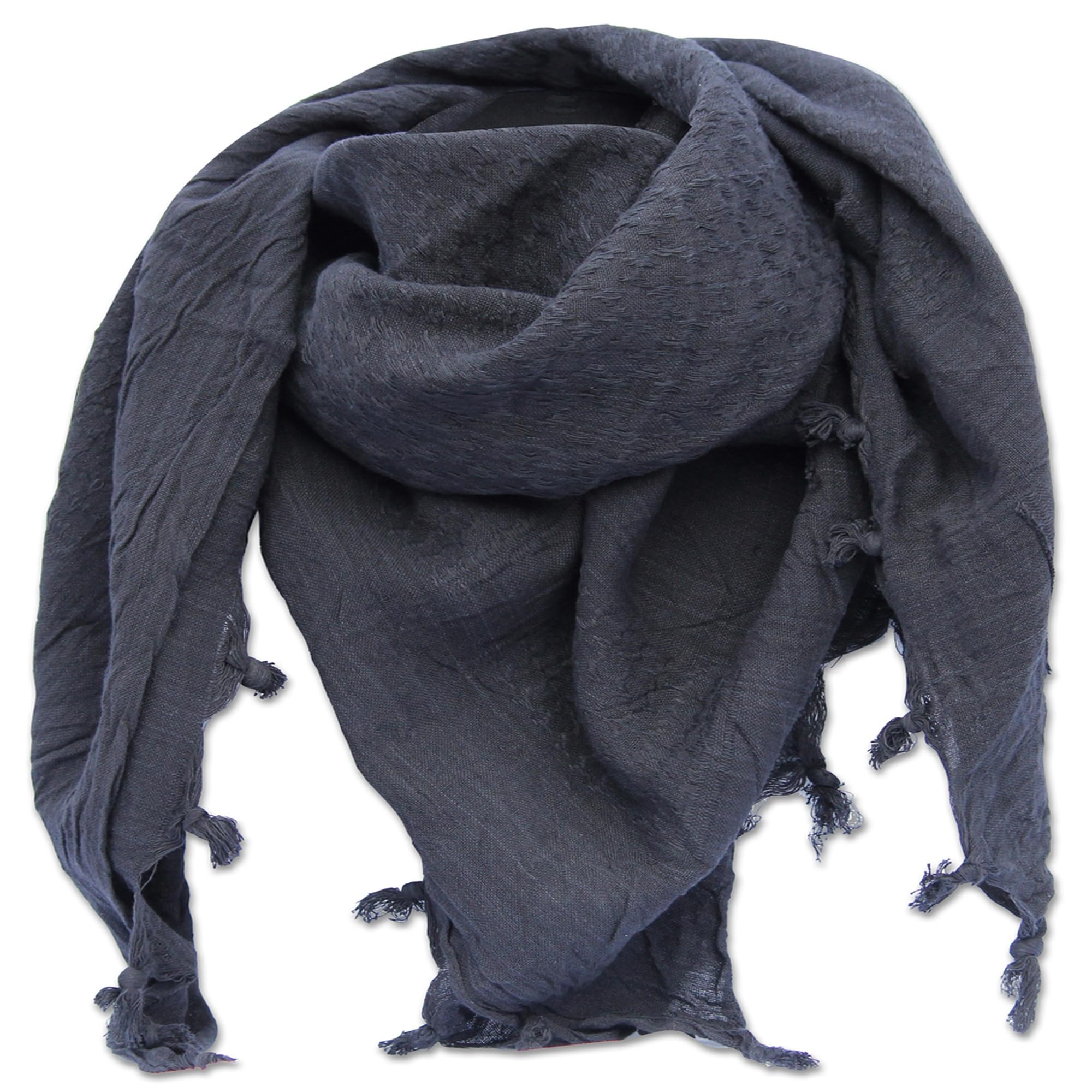 Outdoor World Be Active Unisex Black Outdoor World Shemagh Scarf – Keffiyeh Arab Plo Military Army Sas Desert Head Neck Wrap – Breathable 100% Cotton Tactical Scarf For Men Women – 110Cm X 110Cm With Tassels (Black)