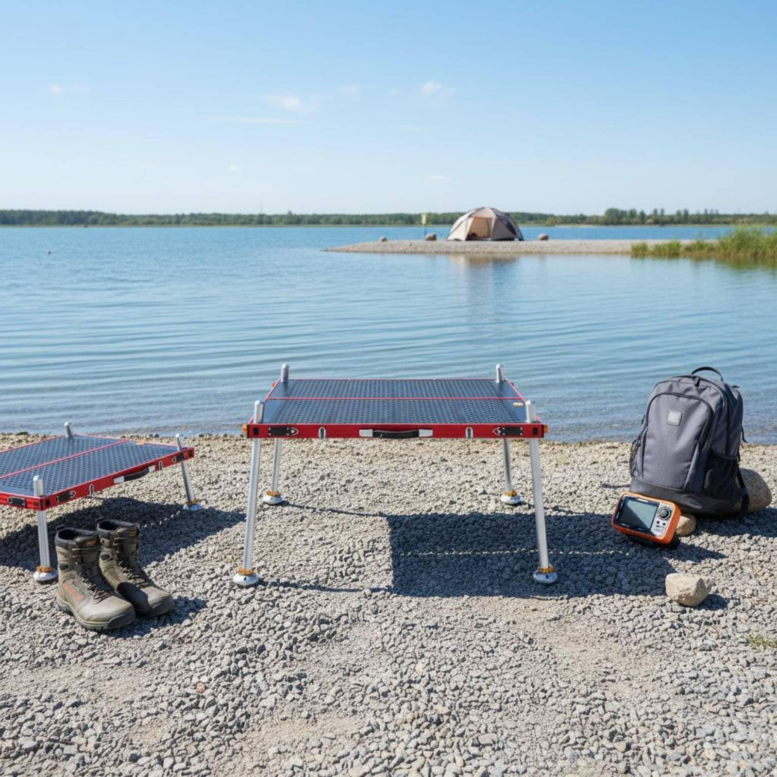 Plateforme de Pêche Pliable Aluminium Allié Support Station Montage Compact Pliable Structure Sûre pour Longues Attentes Déplacement Aisé Adaptée aux, 900 1000 Mm avec Pieds De 1.3 M