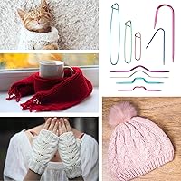 Vista 5 de WILLBOND 9 Pieces Cable Stitch Holders, Mixed Color Aluminum Cable Needles Stitch Holders, Safety Pin Brooch Weaving Sweater Knitting Tool, Bent