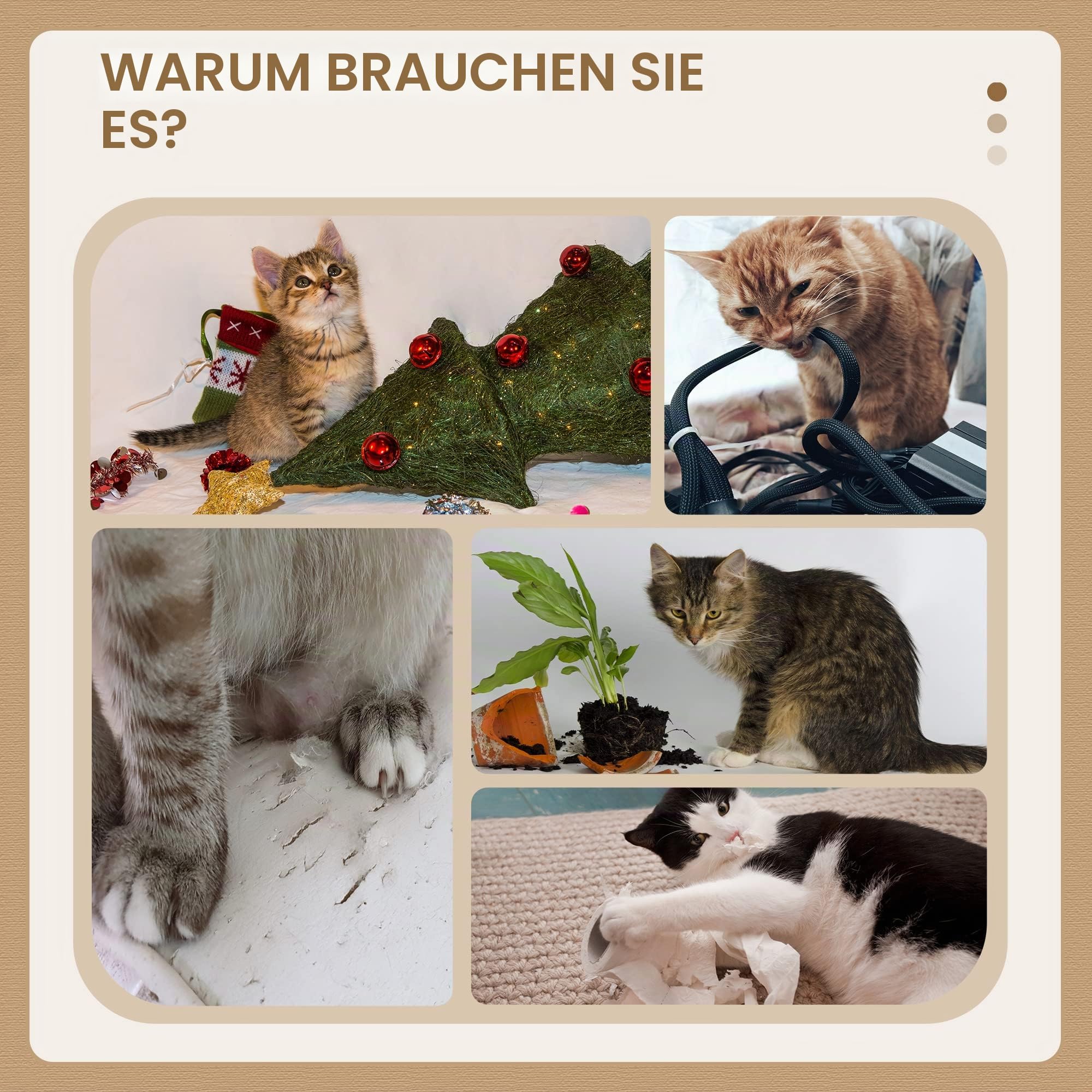 PawHut Kratzbaum für Katzen, mit Sisalpfosten, Plattform und Bommel zum Aufhängen, mit Plüsch, Beige