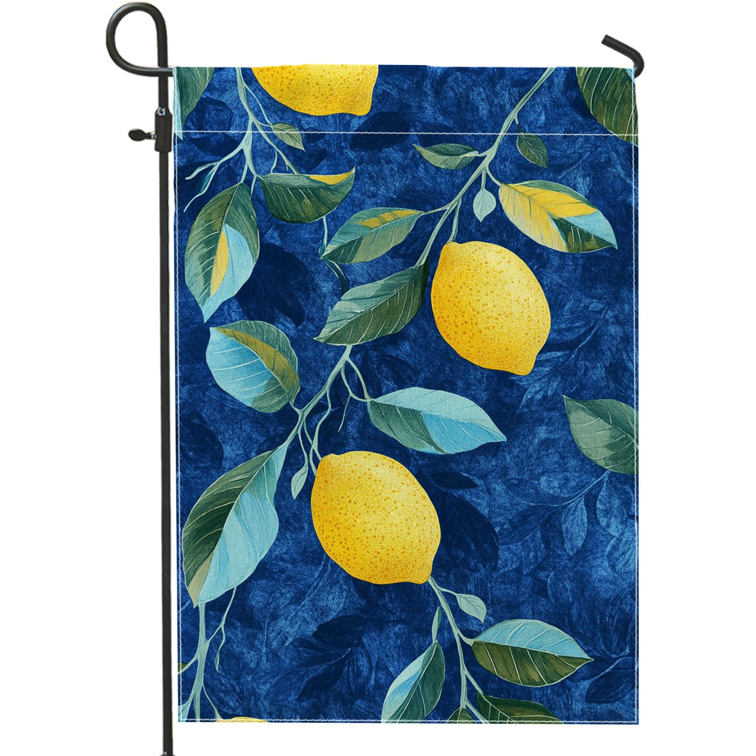 Summer Lemon Garden Flag, Yellow Citrus Fruit Outdoor Decorative Banner, Double Sided Eco-Friendly Yard Flag for Lawn Decor 12x18 Inch