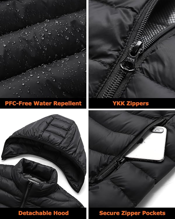 Venustas Unisex Heated Jacket with Battery Pack, Lightweight Water-Resistant Heated Coat for Women & Men with Detachable Hood by Venustas - Image 4