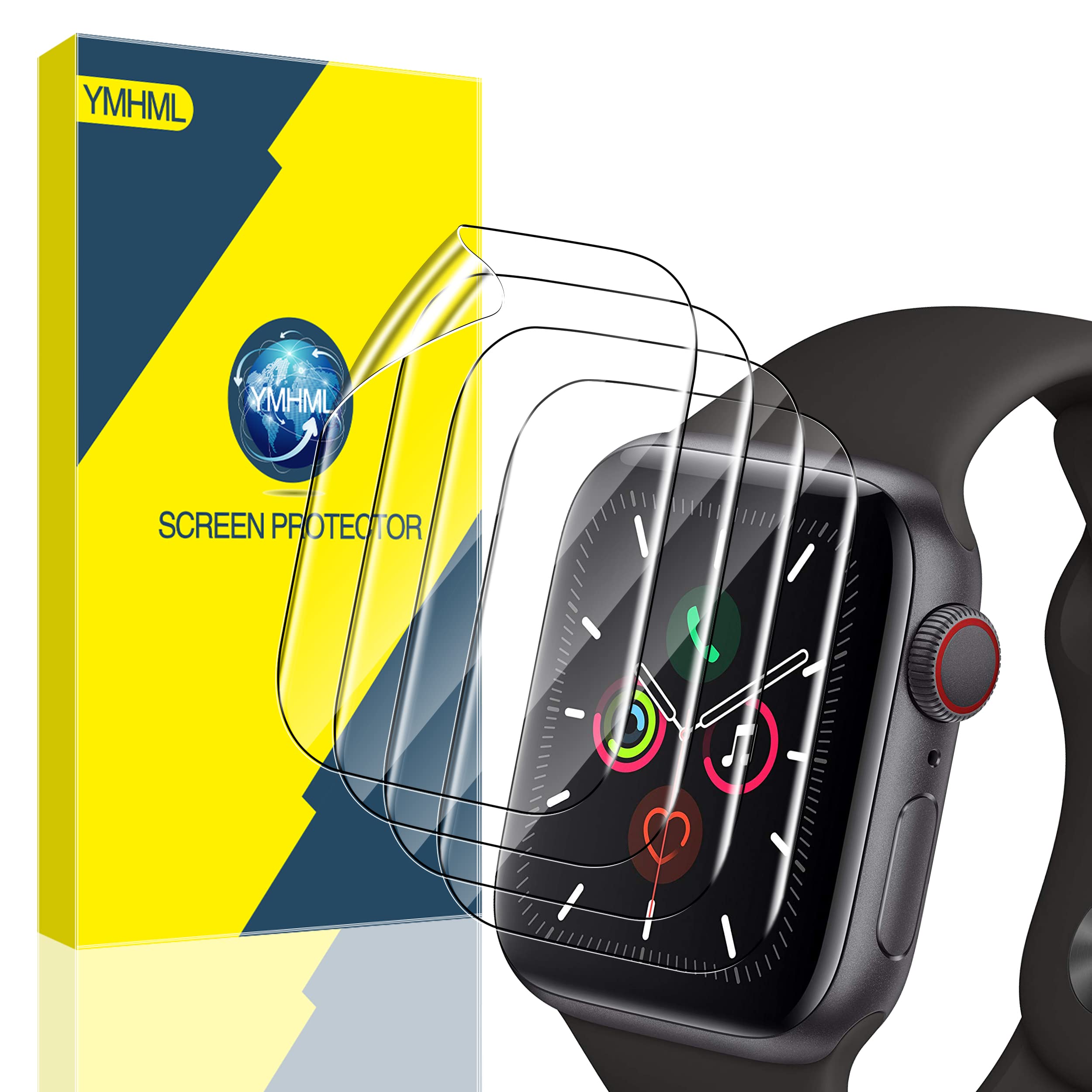 YMHML [ 4 Pack Screen Protector Compatible for Apple Watch Series 3/2 38mm, [Upgrade Flexible Soft Film] HD Clear Bubble Free Anti-Scratch Film for iWatch Series 3/2 Accessories (Transparent, 38mm