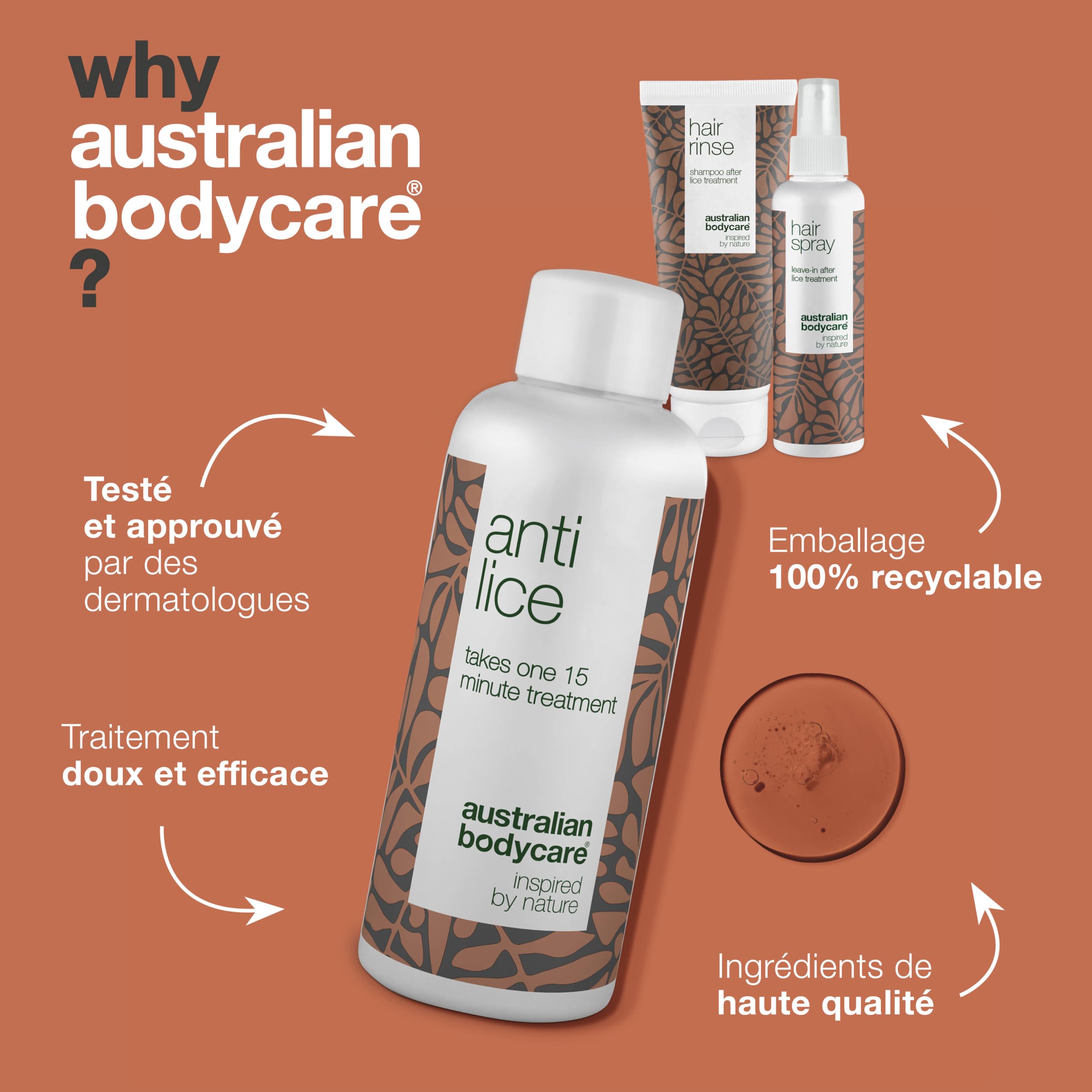 Kit anti-poux à l'huile d'arbre à thé - Solution ultime pour éliminer les poux et les lentes avec un rinçage capillaire, un spray capillaire et un traitement anti-poux