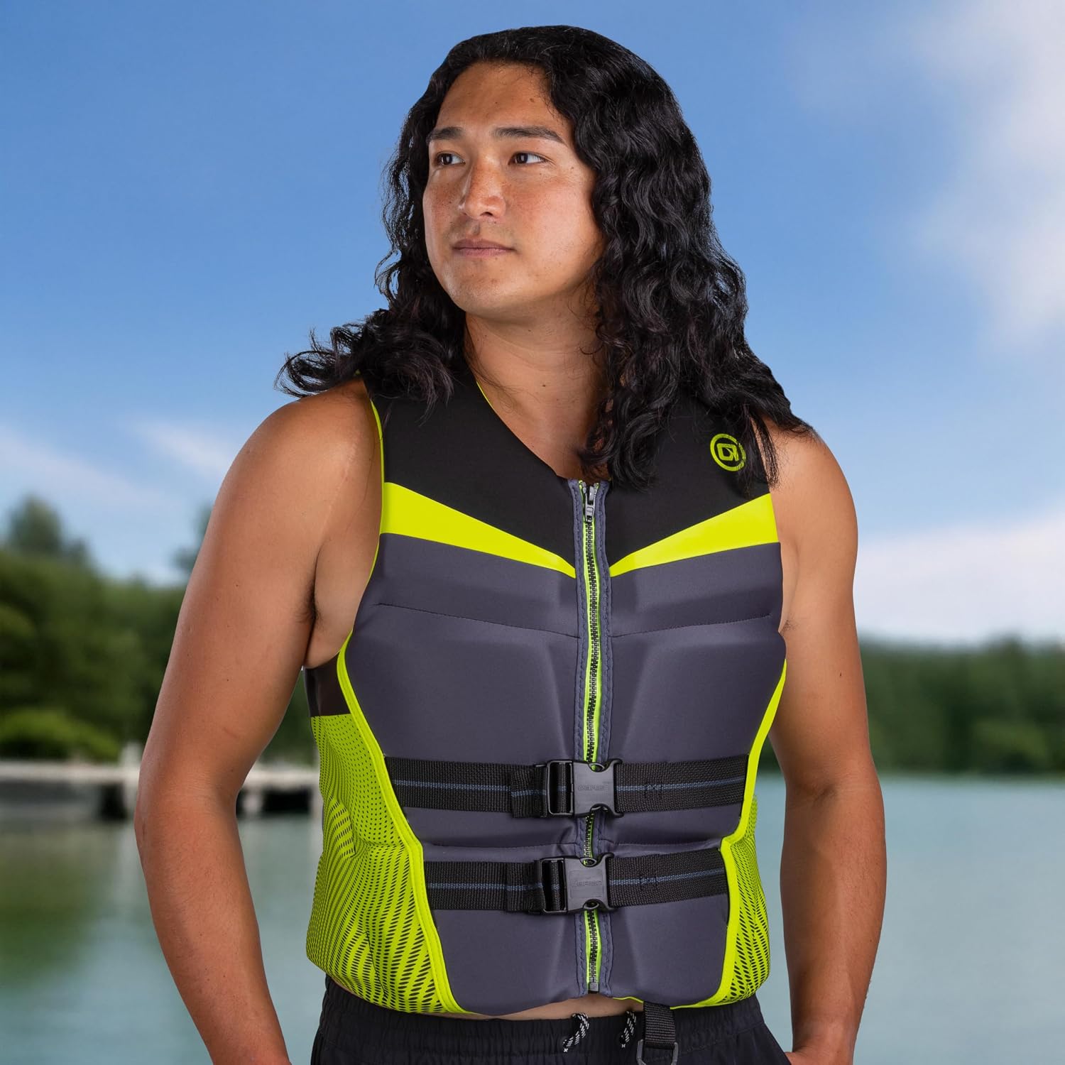 O'Brien Flex V-Back Life Jacket – Coast Guard Approved Adult Life Vest with Flex Fit Design, Lightweight Foam & Front Zip Closure for Watersports, Boating, and Jet Skiing