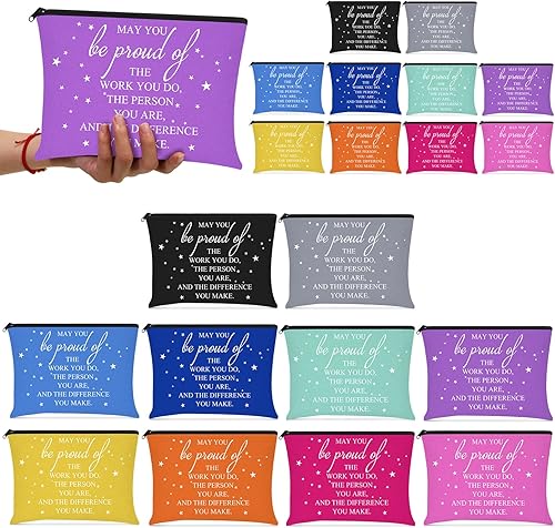 Miniatura 7 de Sieral 20 bolsas de cosméticos de regalo de agradecimiento con la frase "May You Be Proud", bolsa de cosméticos, regalo motivacional, bolsa de