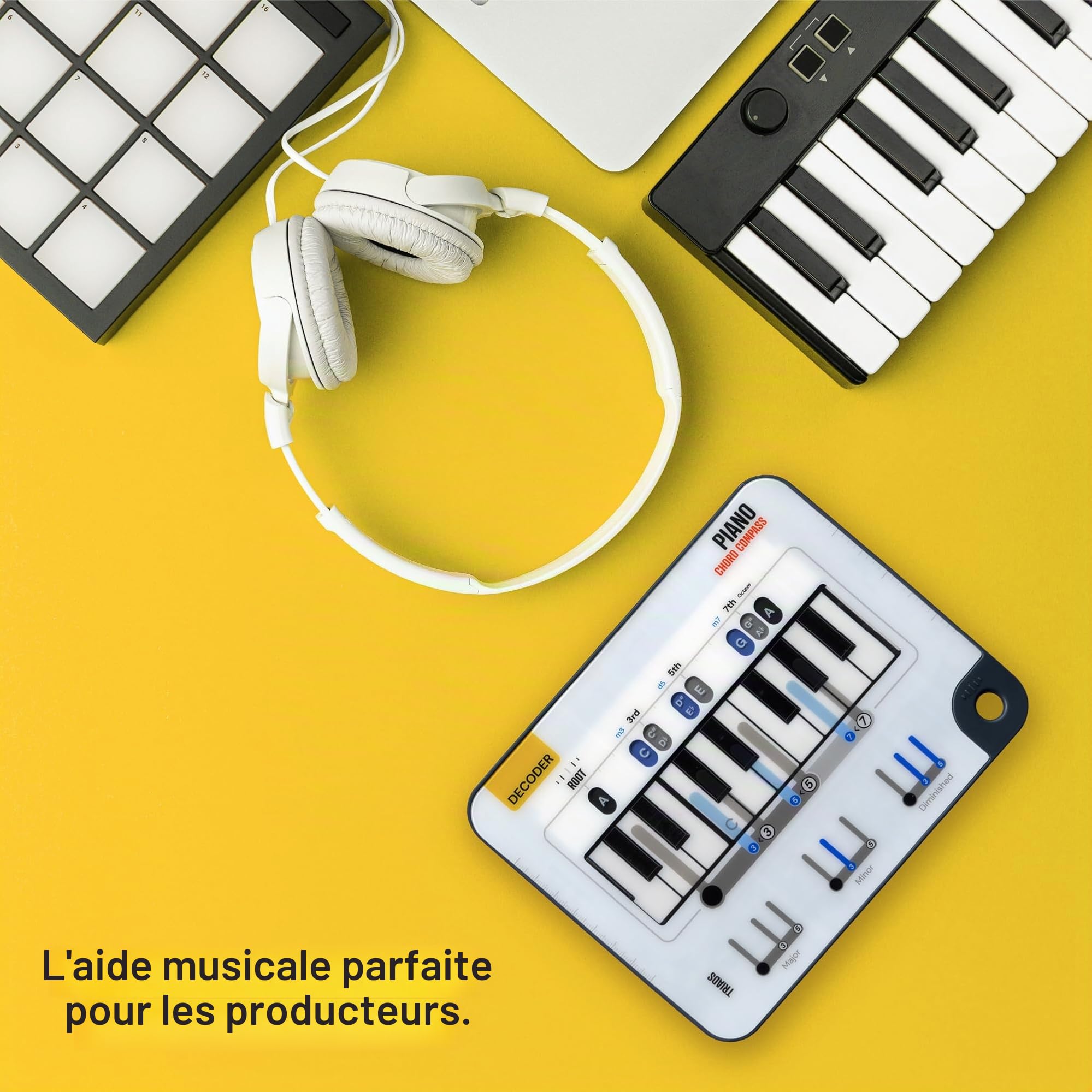 Boussole d'Accords Noisy Clan pour Piano - Guide de Notes de Piano Coulissant et Accessoire de Clavier Débutant - Apprendre les Accords de Piano Fondamentaux et la Théorie Musicale de Base