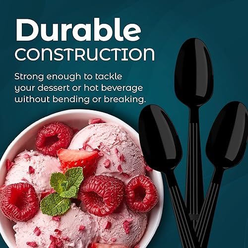 Vista 50 de Cucharas de sopa de plástico resistentes – Paquete de 500 cucharas desechables – Cubiertos para fiestas y eventos Cucharas de sopa blancas