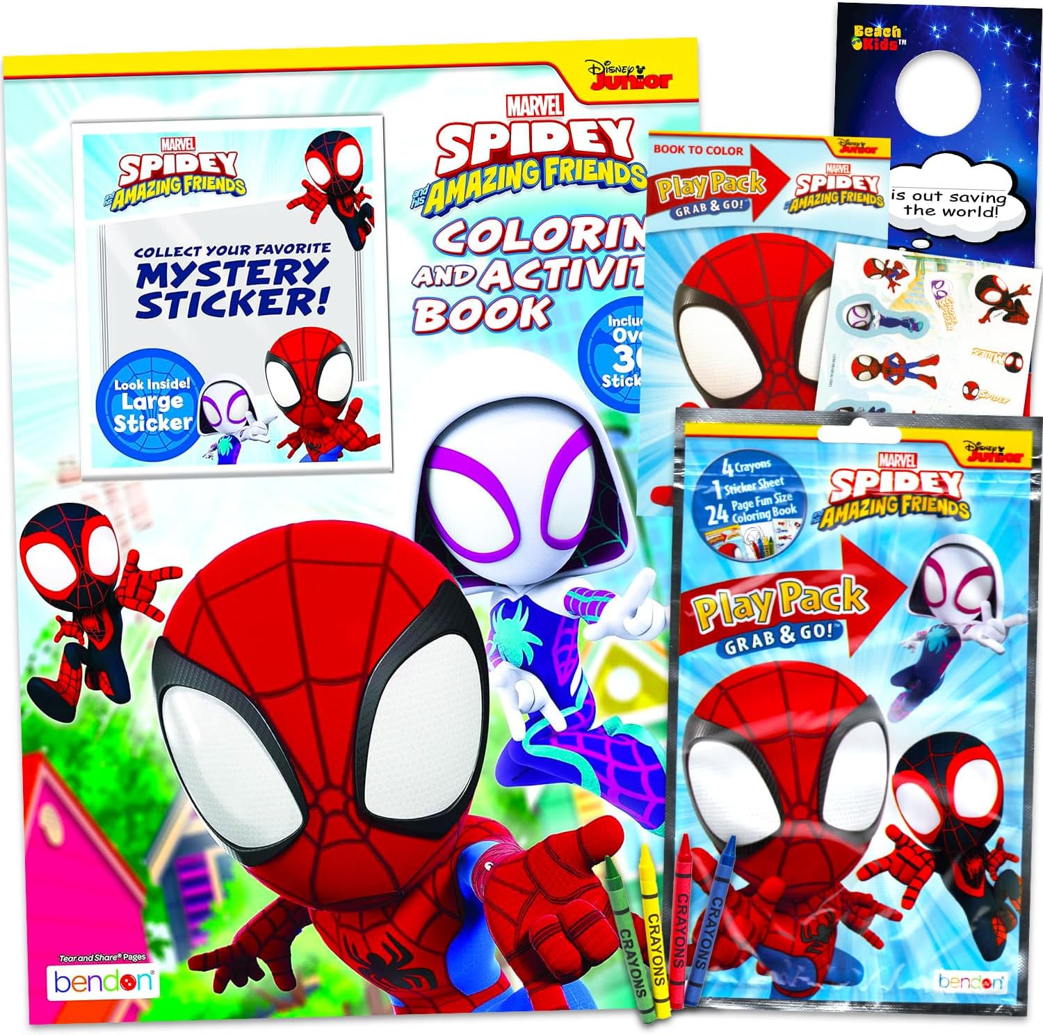 Marvel Spidey and Friends Coloring Books for Kids - Bundle with Spidey and His Amazing Friends Coloring Book, Play Pack, Stickers, More | Spidey and Friends Coloring Set for Boys, Girls