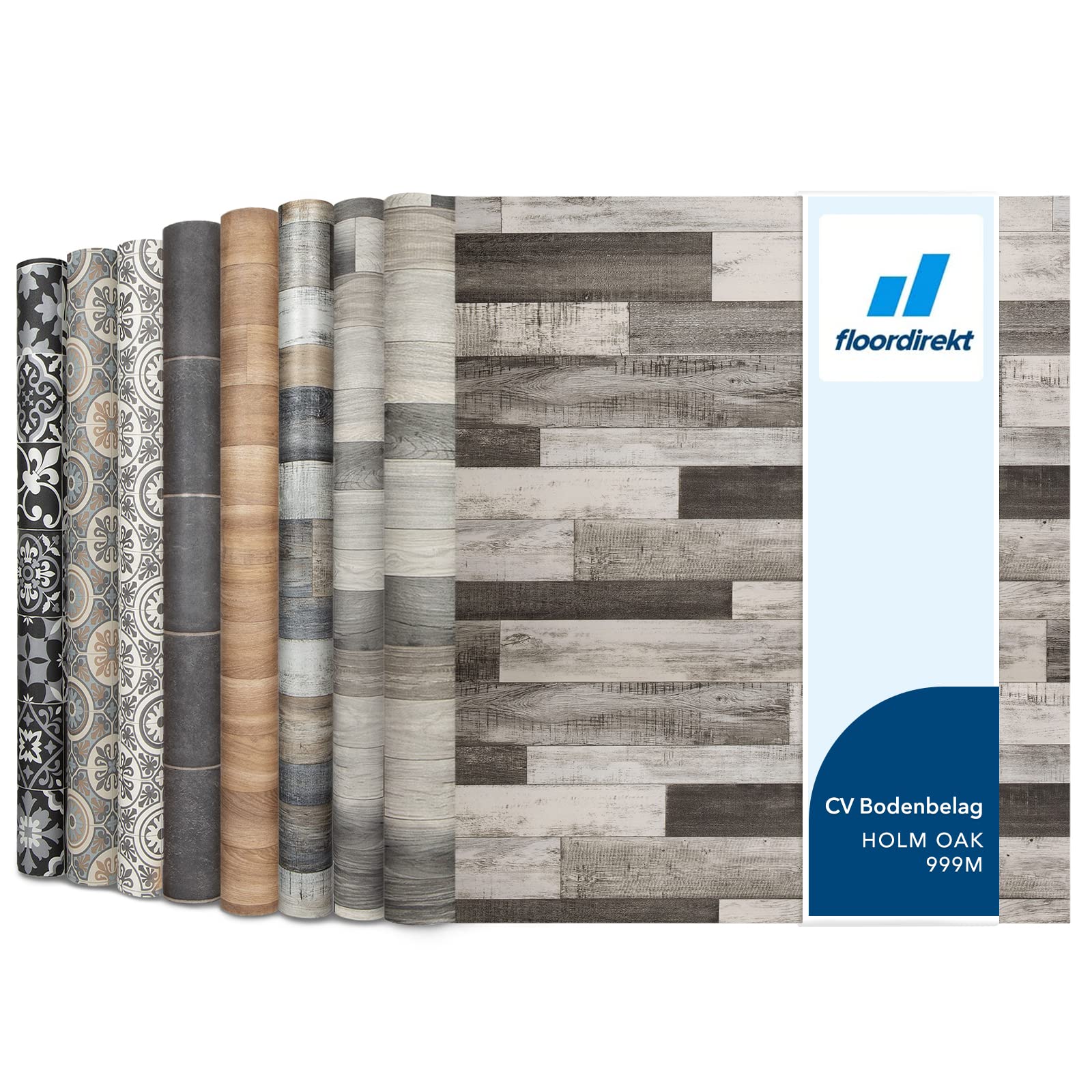 Floordirekt CV PVC Vinyl Flooring, Wood Effect Flooring Cover Rolls, Realistic Cushion Vinyl Floor for Kitchen, Bedroom, Homes, Hallways, Living Room (200 x 1000 cm, Plaza Holm Oak 999M) — image 1