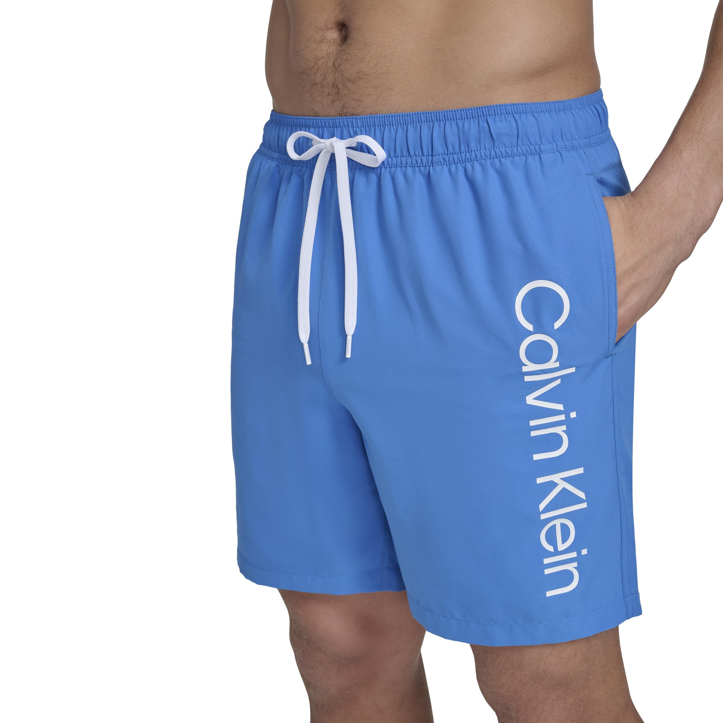 Calvin Klein Men's Volley Quick Dry Lightweight Swim Trunk Swimming Trunks, blue, XL