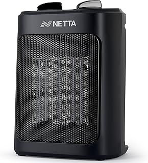 NETTA Heater Ceramic Fan Heater 2000W - 3 Heat Settings & Thermostat with Tip Over & Overheat Protection, Portable and Compact Electric Space Heater - Black