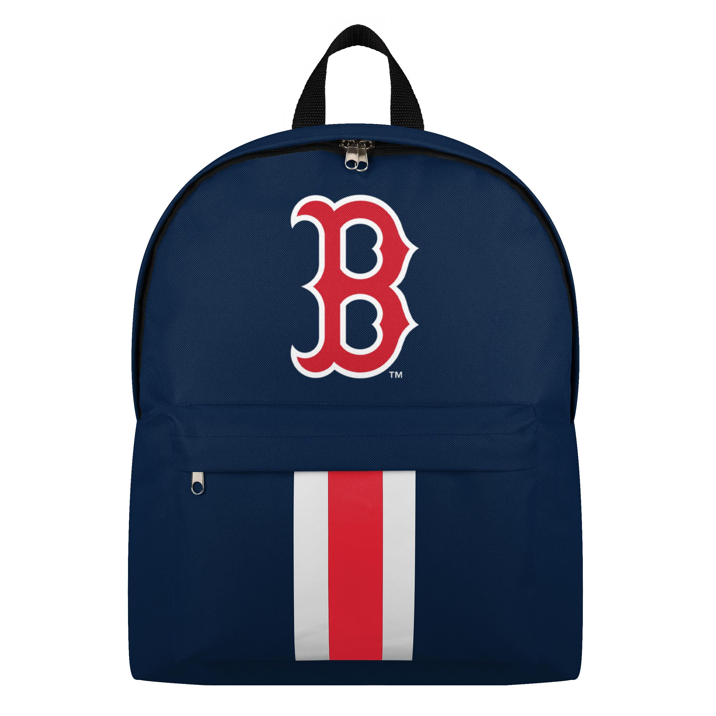 FOCO MLB Officially Licensed Team Color Primary Logo Solid Stripe Baseball School Bag Travel Backpack, Boston Red Sox, One Size, Daypack Backpacks
