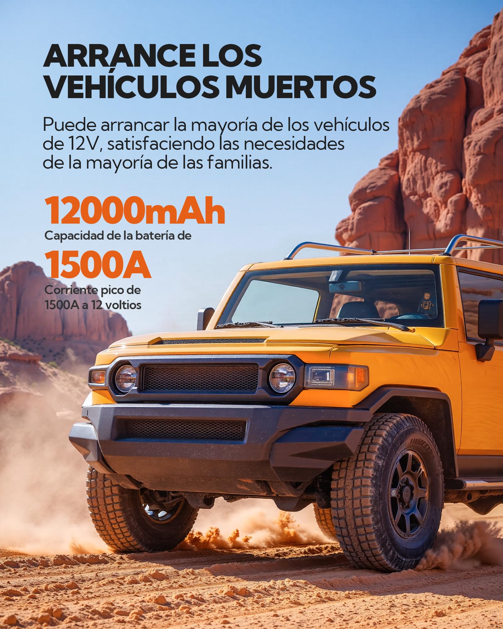Arrancador de Baterías de Coche,Booster para Coche con Compresor de Aire Portátil 7en1,Arranque de Batería con Inflador para vehículo de 12000 mAh,Kit de Emergencia del Conductor con Linterna LED