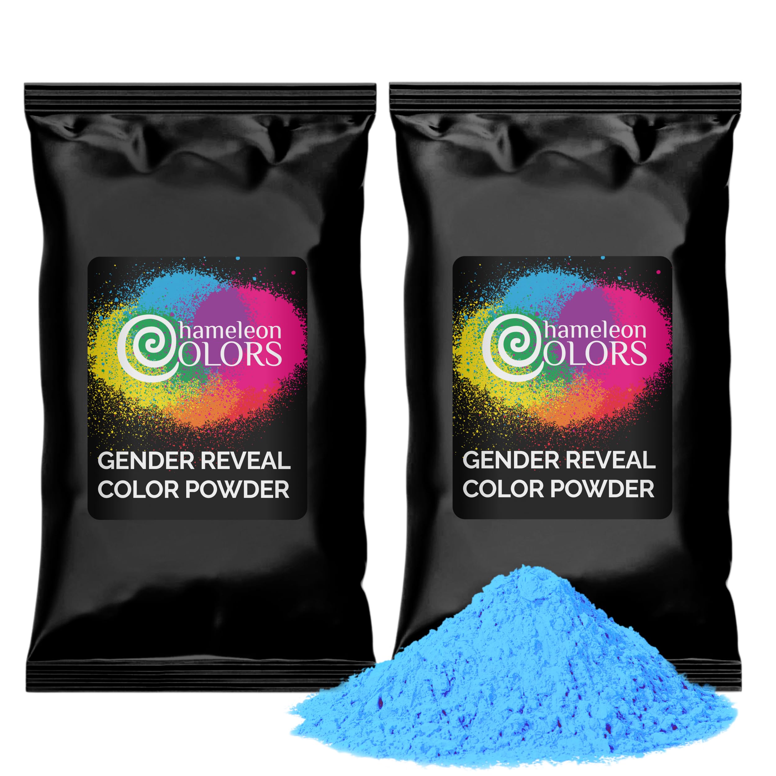 Chameleon Colors Blue Gender Reveal Powder - Blackout Kit - Two 1 lb Bags - Vibrant Blue Color - Powder for Baby Boy Gender Reveal - Color Not Visible