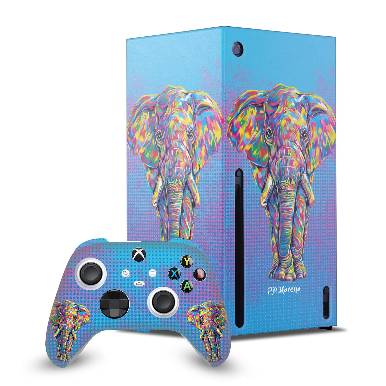 Head Case Designs Sous Licence Officielle P.D. Moreno Éléphant Animaux II Enveloppement De Console De Jeu Et Skins Pour Manette De Jeu Ensemble compatible avec Xbox Series X