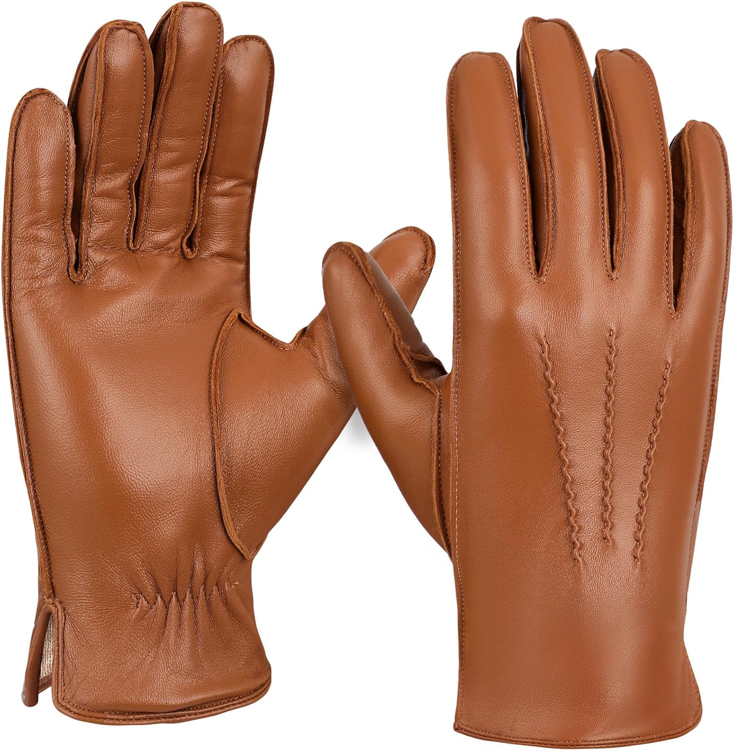 FIORETTO Mens Chrome-Free Leather Gloves Winter  Touchscreen Driving Gloves with Warm Wool Lining M24001