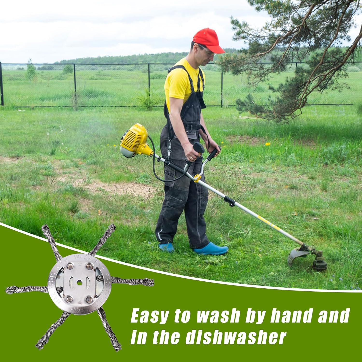 String Trimmer Replacement Head, Universal Steel Wire Grass Trimmer Head Unbreakable 6in Wire Grass Brush Cutter Part for Electric Battery Trimmers (6 Blades)