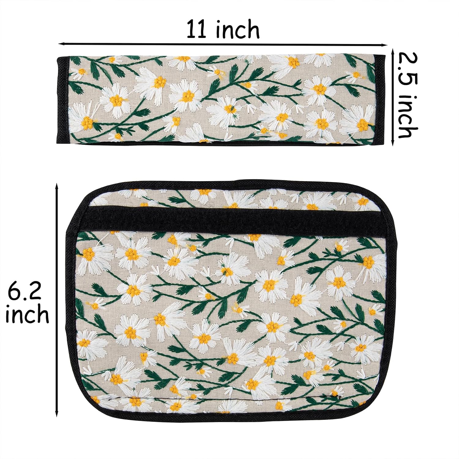 2 Pcs Embroidered Flowers White Cute Daisy Auto Seat Belt Cover Seatbelt Shoulder Pad for a More Comfortable Driving Compatible with All Cars and Backpack White,Daisy Car Accessories