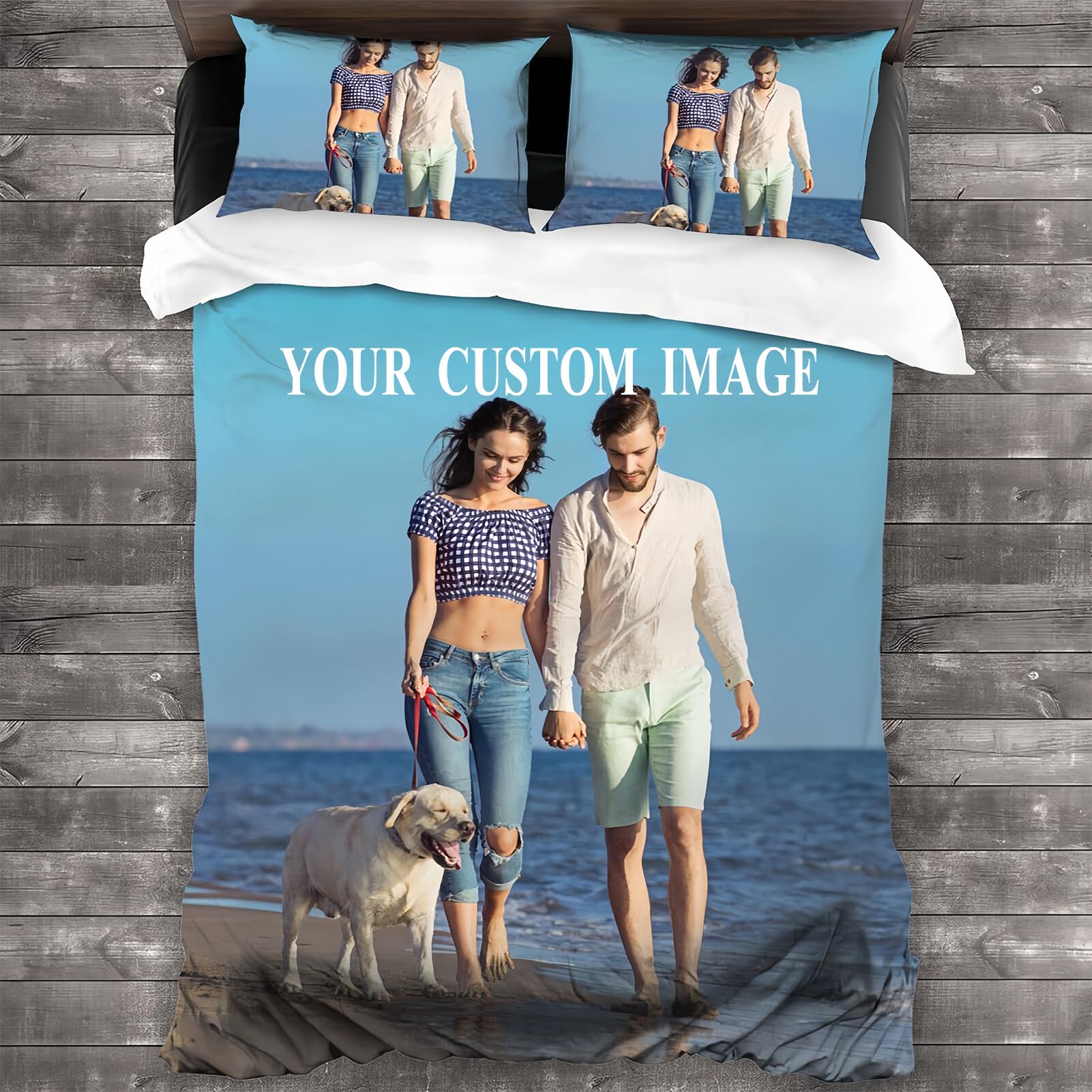 Kitlay Customised Duvet Cover Set,Personalised Bed Cover with Photo/Text,Unique Custom Bedding Linen Set, for Boys Girls Couple Anniversaries (220 × 260cm)