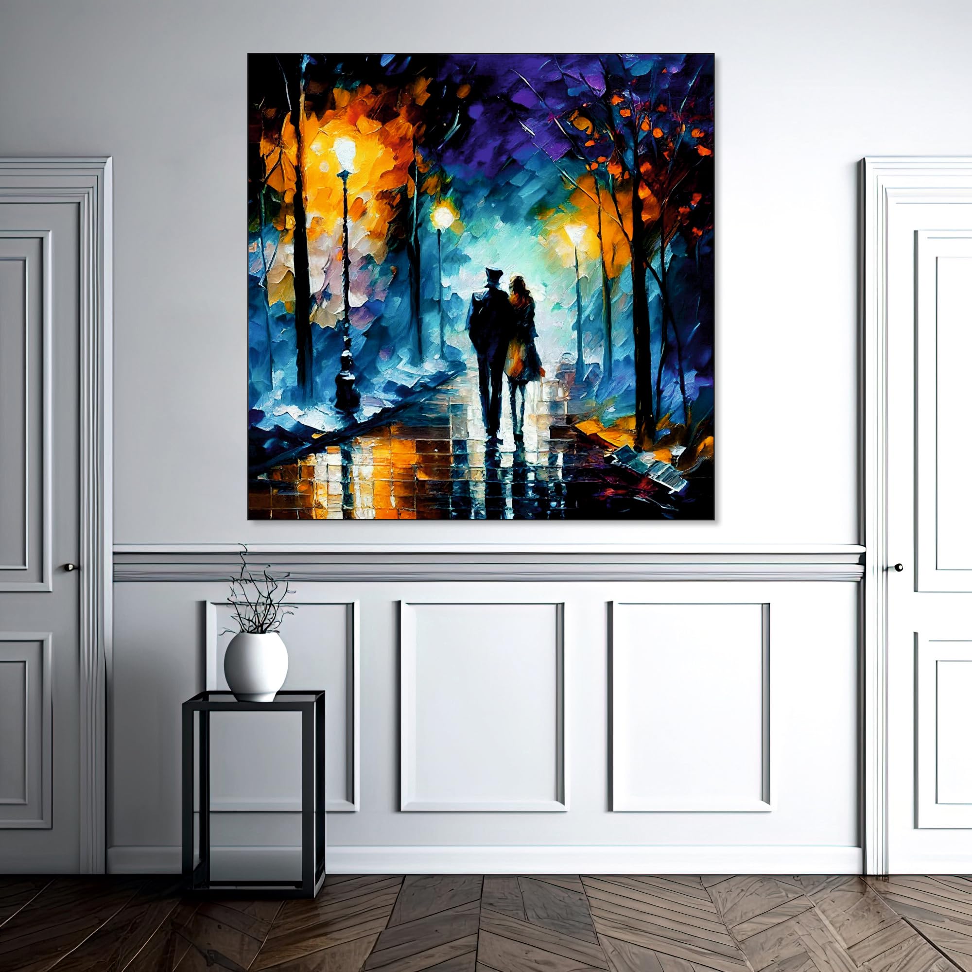 The Castle Decor Modern Abstract Pasage Painting with Frame Big Size (24X24) Wall Art for Living Room, Bedroom, Drawing Room, Hotels-Wooden Framed-Digital Painting