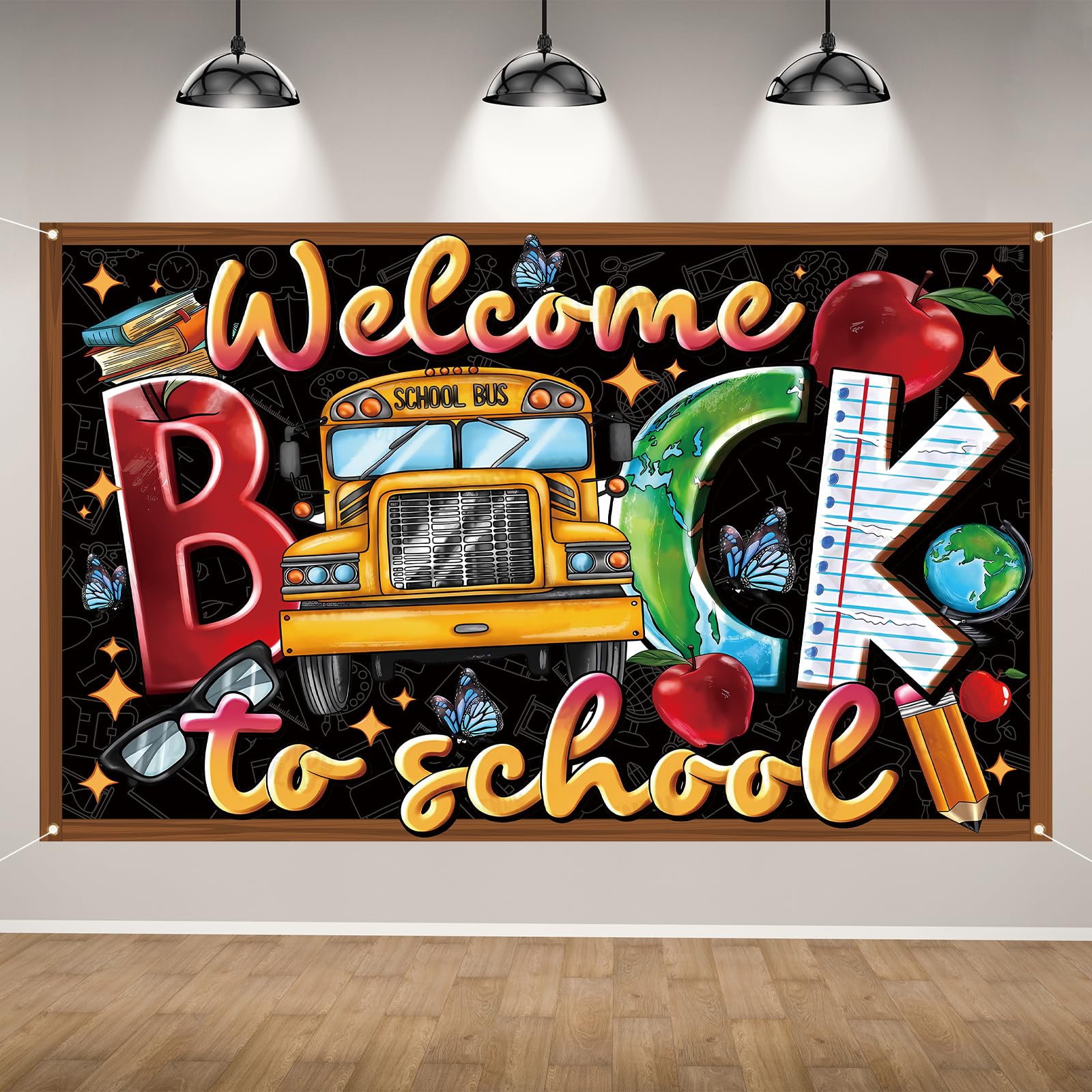 Welcome Back to School Backdrop, School Bus First Day of School Decor Classroom Photography Background Decorations and Supplies for Home Party Banner