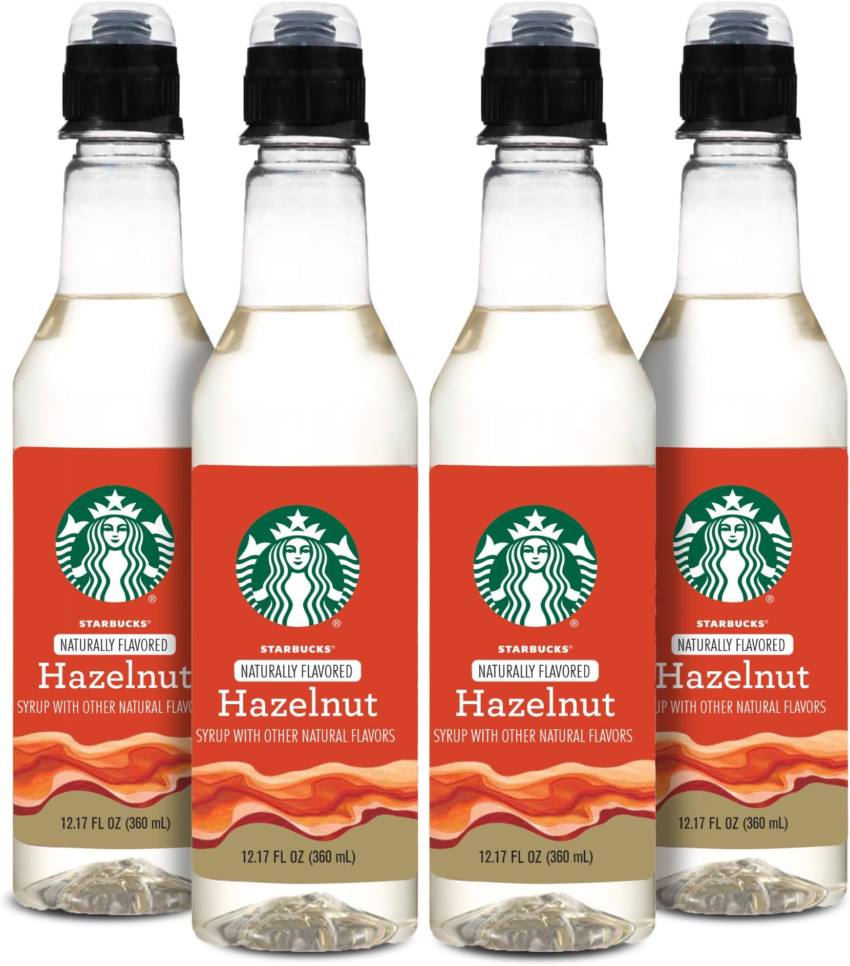 Starbucks Naturally Flavored Coffee Syrup, Hazelnut, Pack of 4