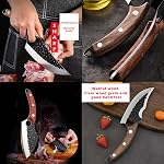 Handmade Forged Kitchen Knife 3 Pcs Professional Chef Knife Set, Hunting, BBQ Meat Knives for Cooking, Forged Kitchen Knife with High Carbon Stainless Steel Cutlery with Leather Sheaths