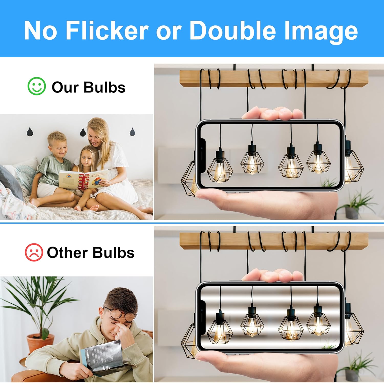 E26 LED Edison Bulb 60 Watt Equivalent, Bright Vintage Style Dimmable Led Filament Bulbs, Daylight White 4000K, CRI 85+, E 26 Medium Base, Clear Glass, ST58, Pack of 6