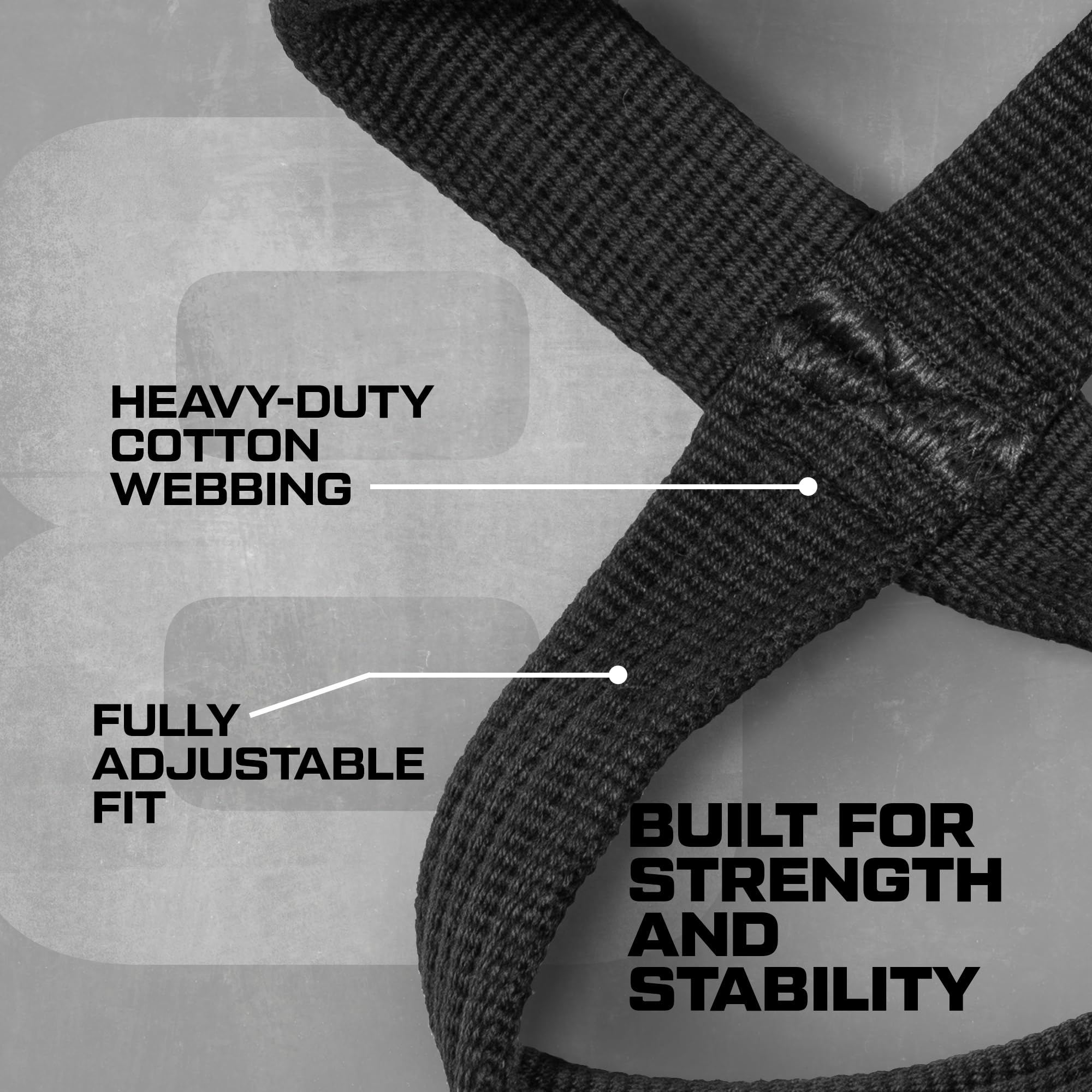 HOSSTILE Figura 8 - Correas de elevación (par) - Correas de algodón resistente, diseño antideslizante, ajuste ajustable, para entrenamiento de fuerza, culturismo y levantamiento de pesas