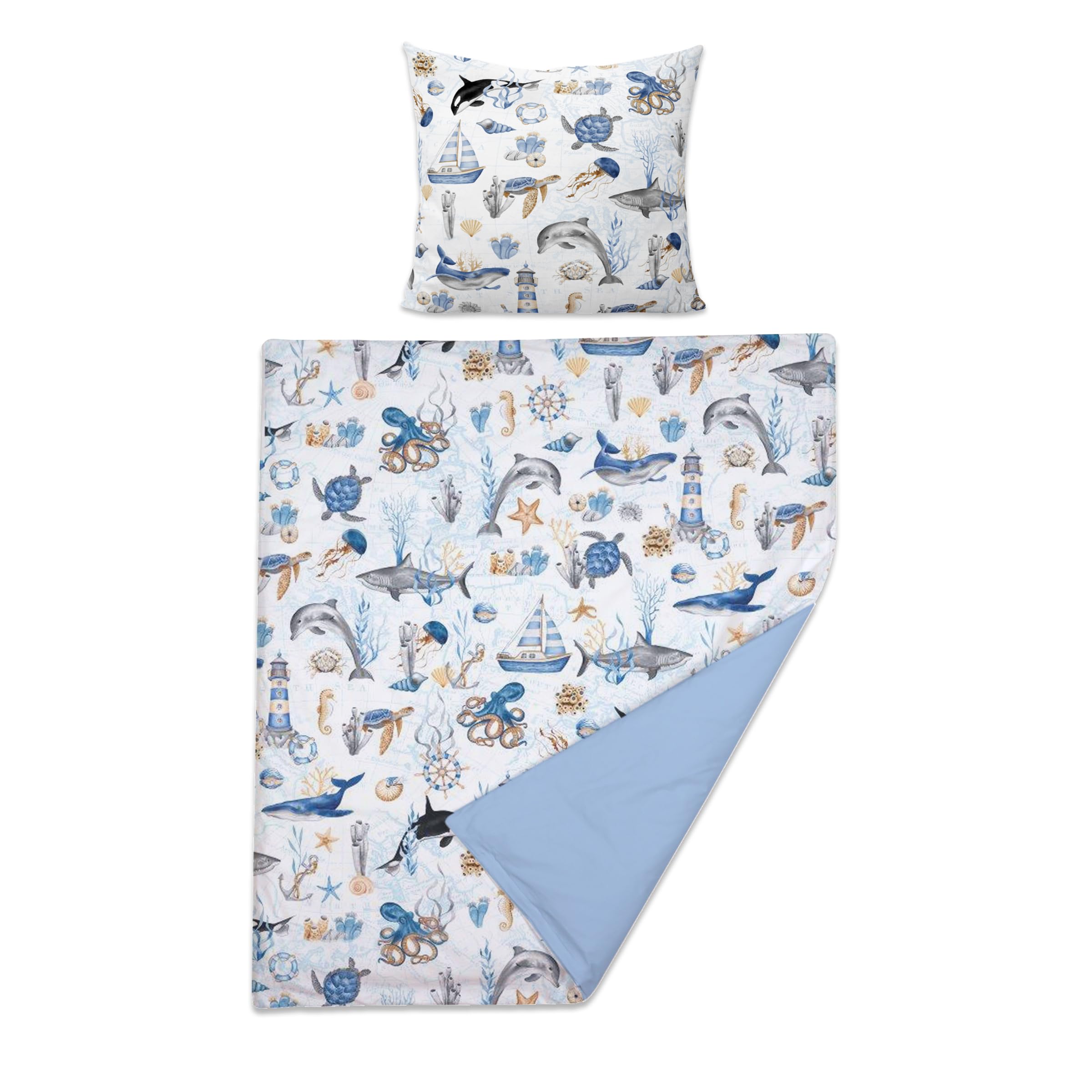 Baby Comfort 2 Piece Baby Kids Bedding Set 80x70 cm Duvet Cover & Pillowcase 12M+ (New Marina), 43